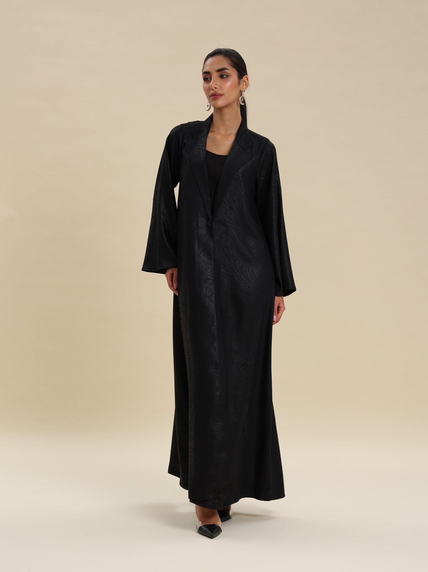 BLACK JAQUARD ABAYA