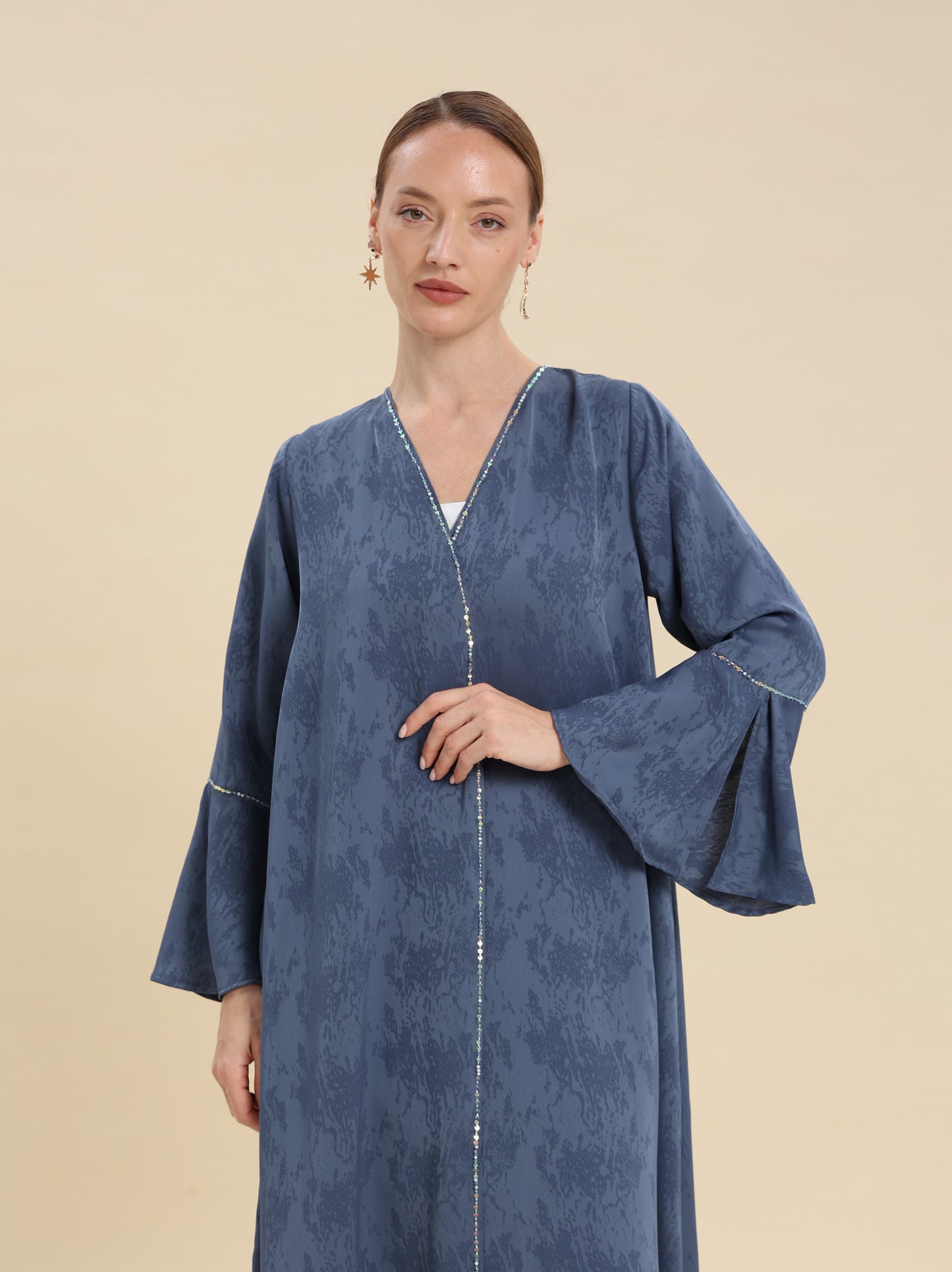 JAQUARD BLUE ABAYA