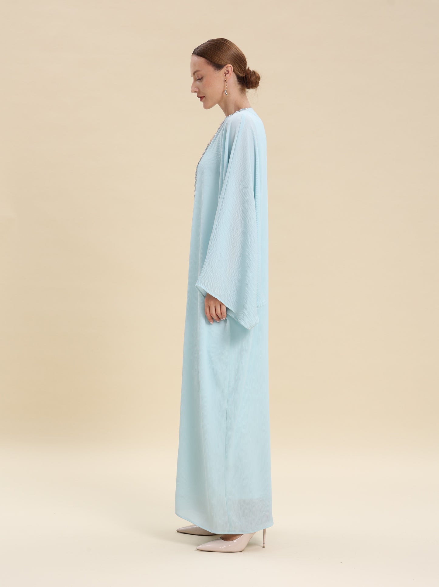 SKY BLUE CRESES CREPE BISHT