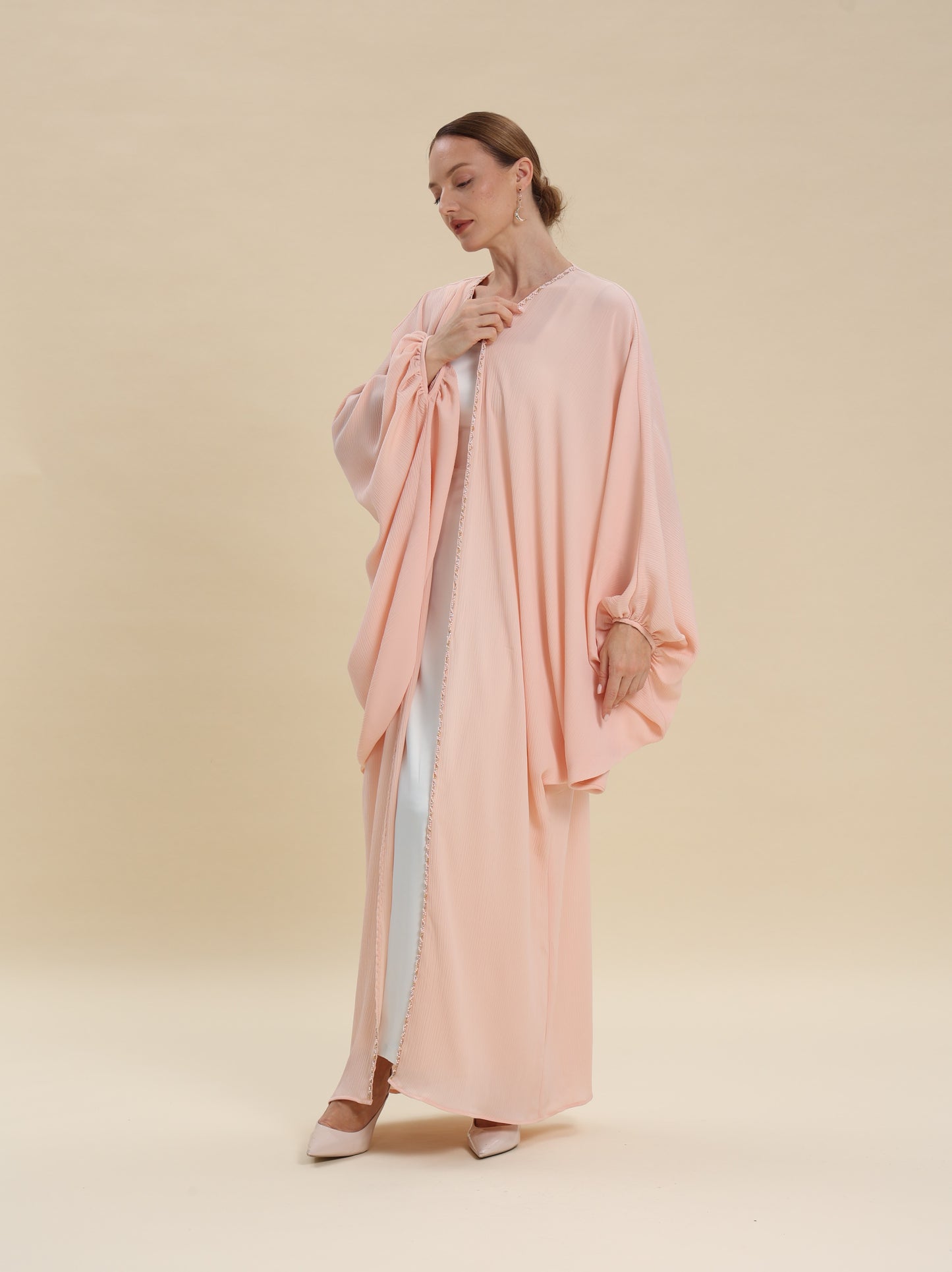 CREASE CREPE PEACH BISHT