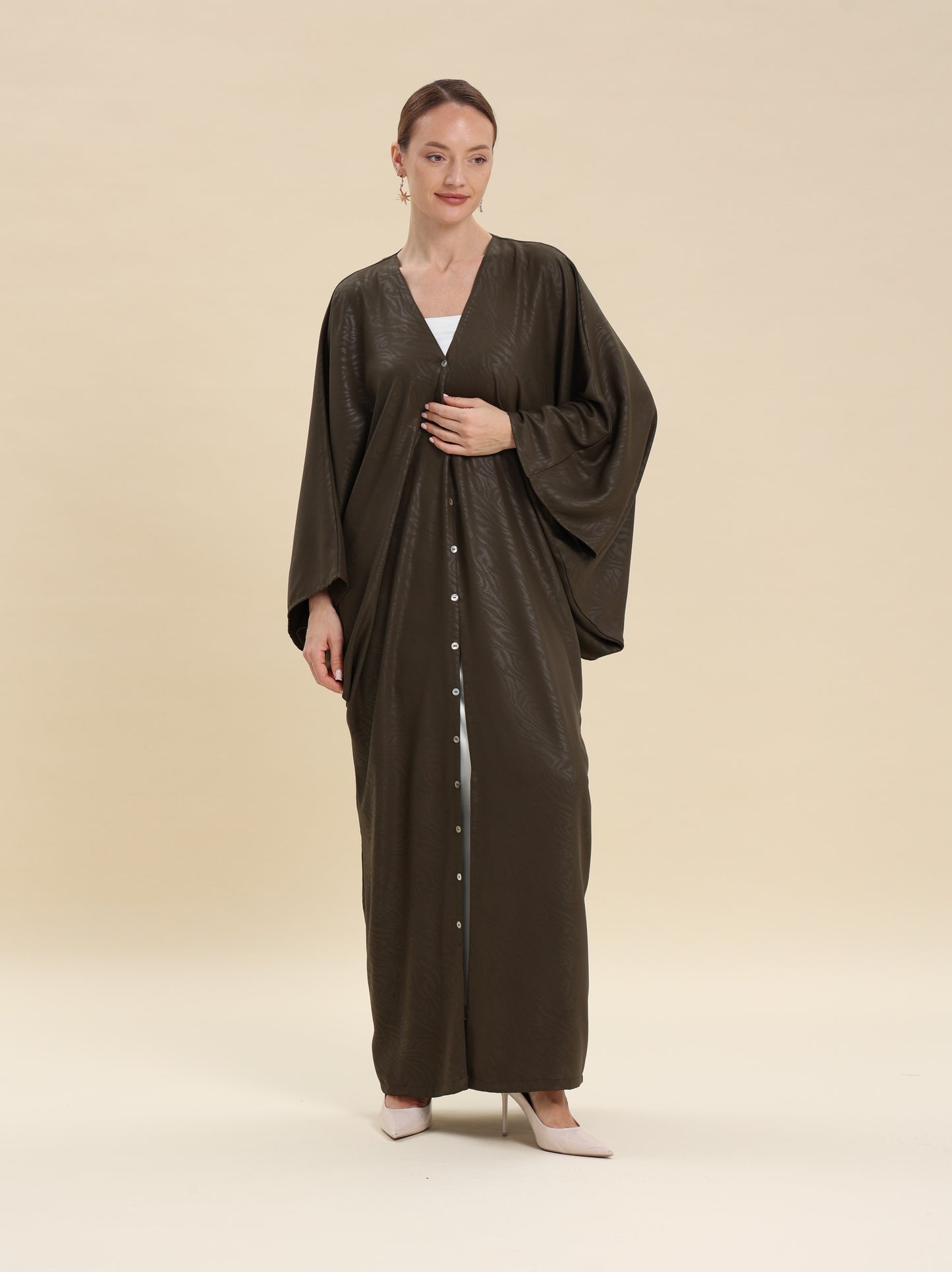 DARK OLIVE JAQUARD ABAYA