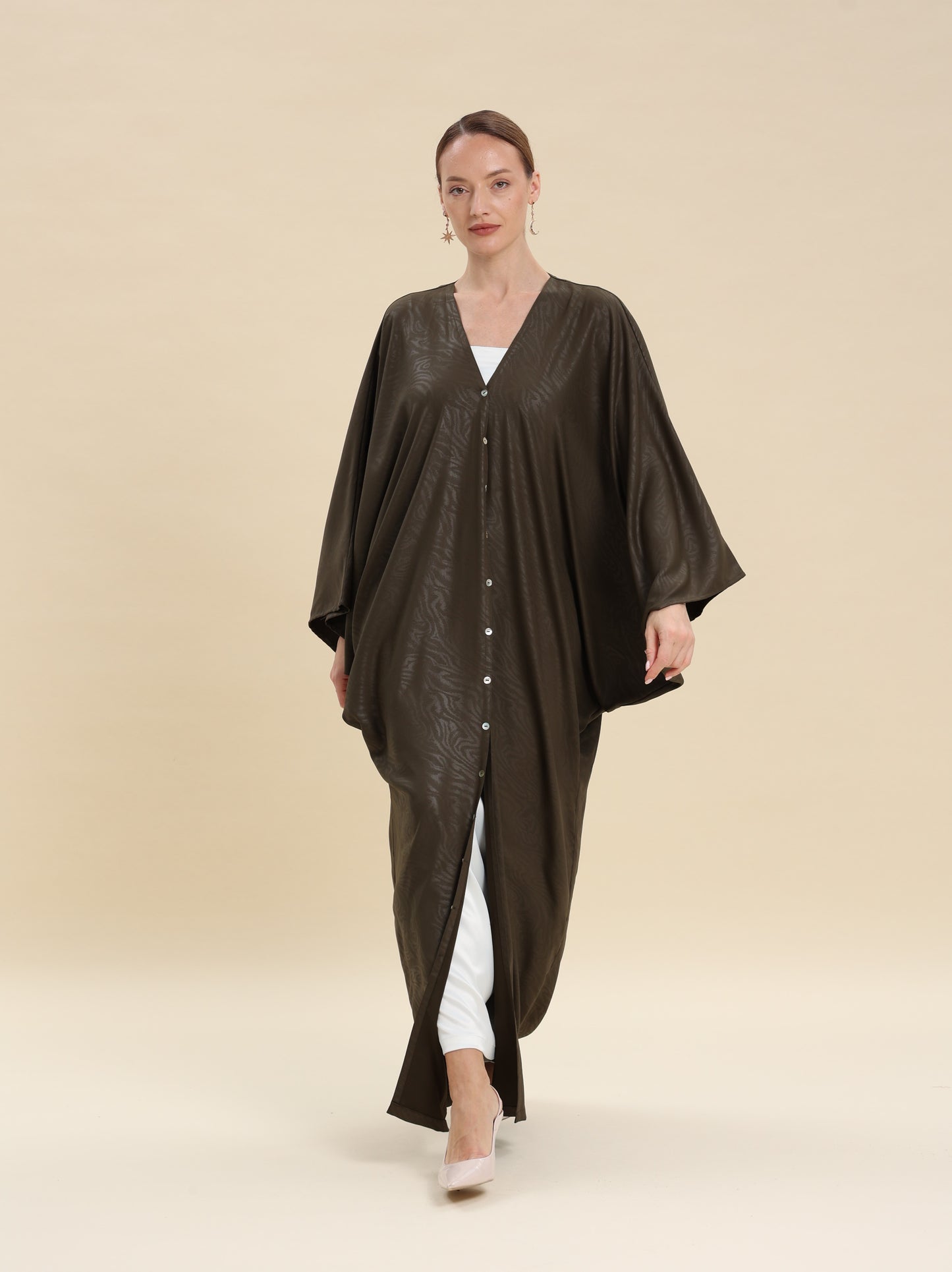 DARK OLIVE JAQUARD ABAYA
