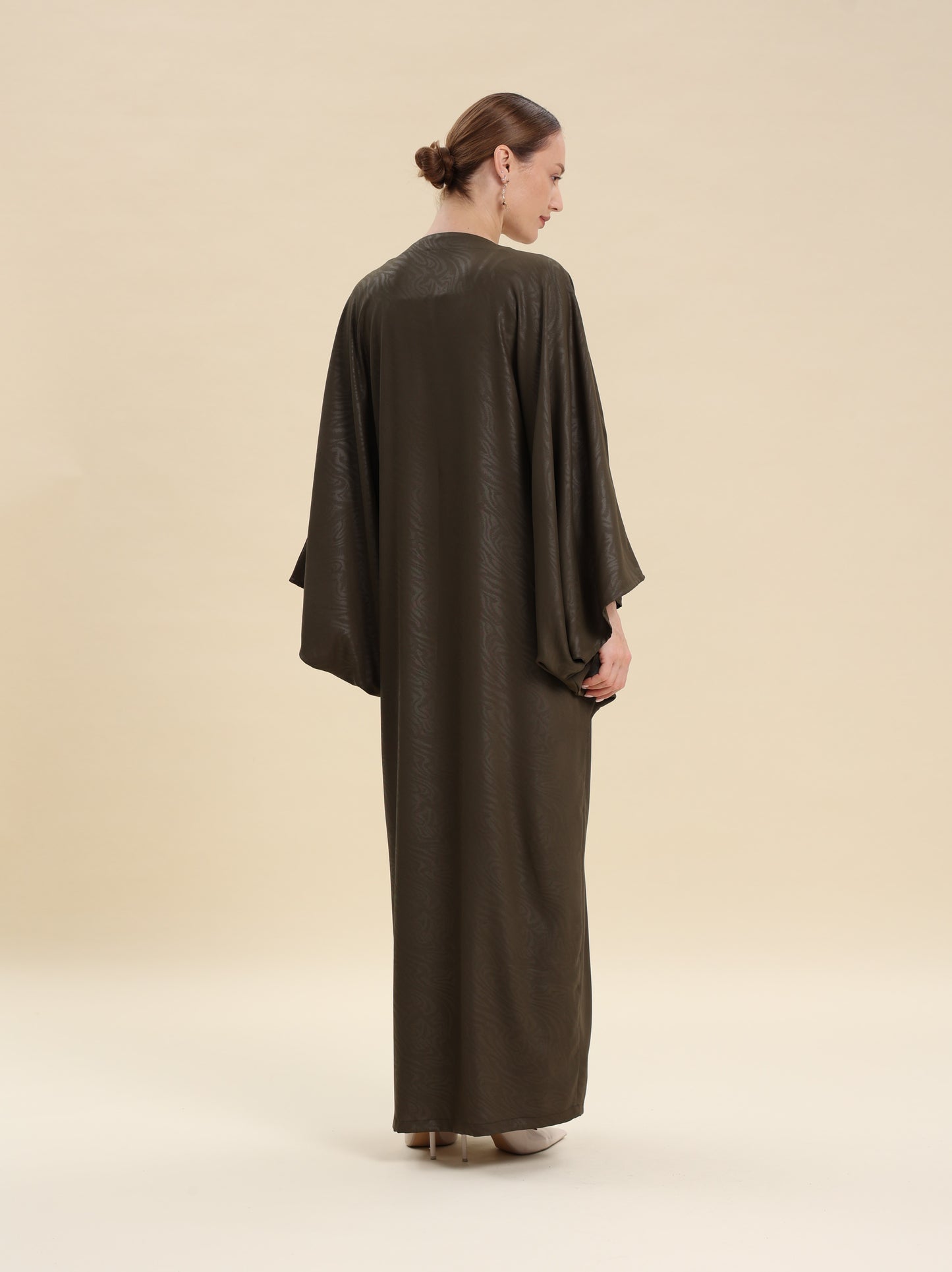 DARK OLIVE JAQUARD ABAYA