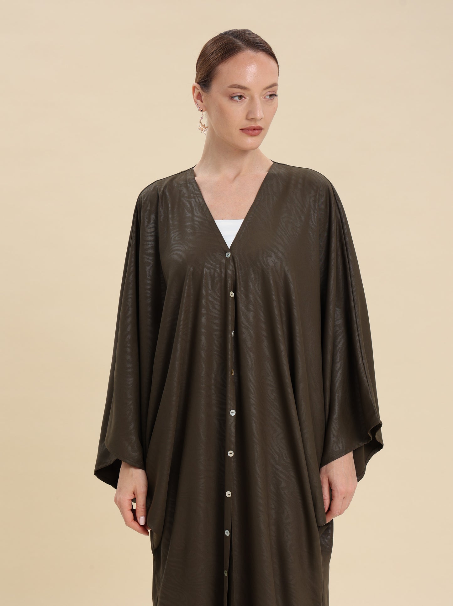 DARK OLIVE JAQUARD ABAYA