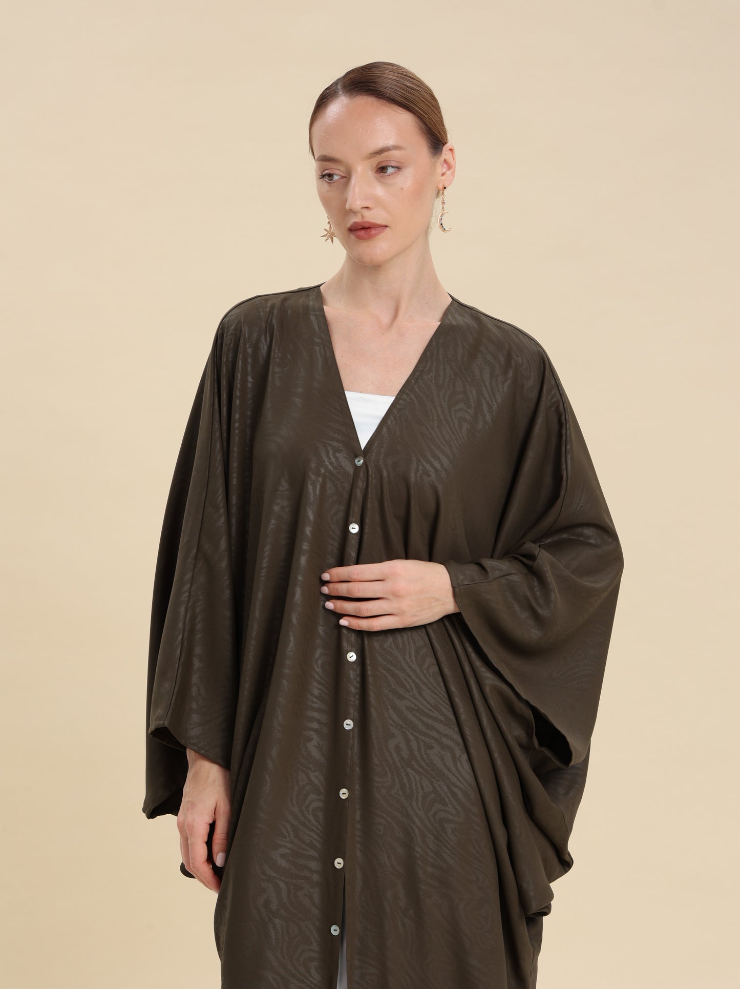 DARK OLIVE JAQUARD ABAYA