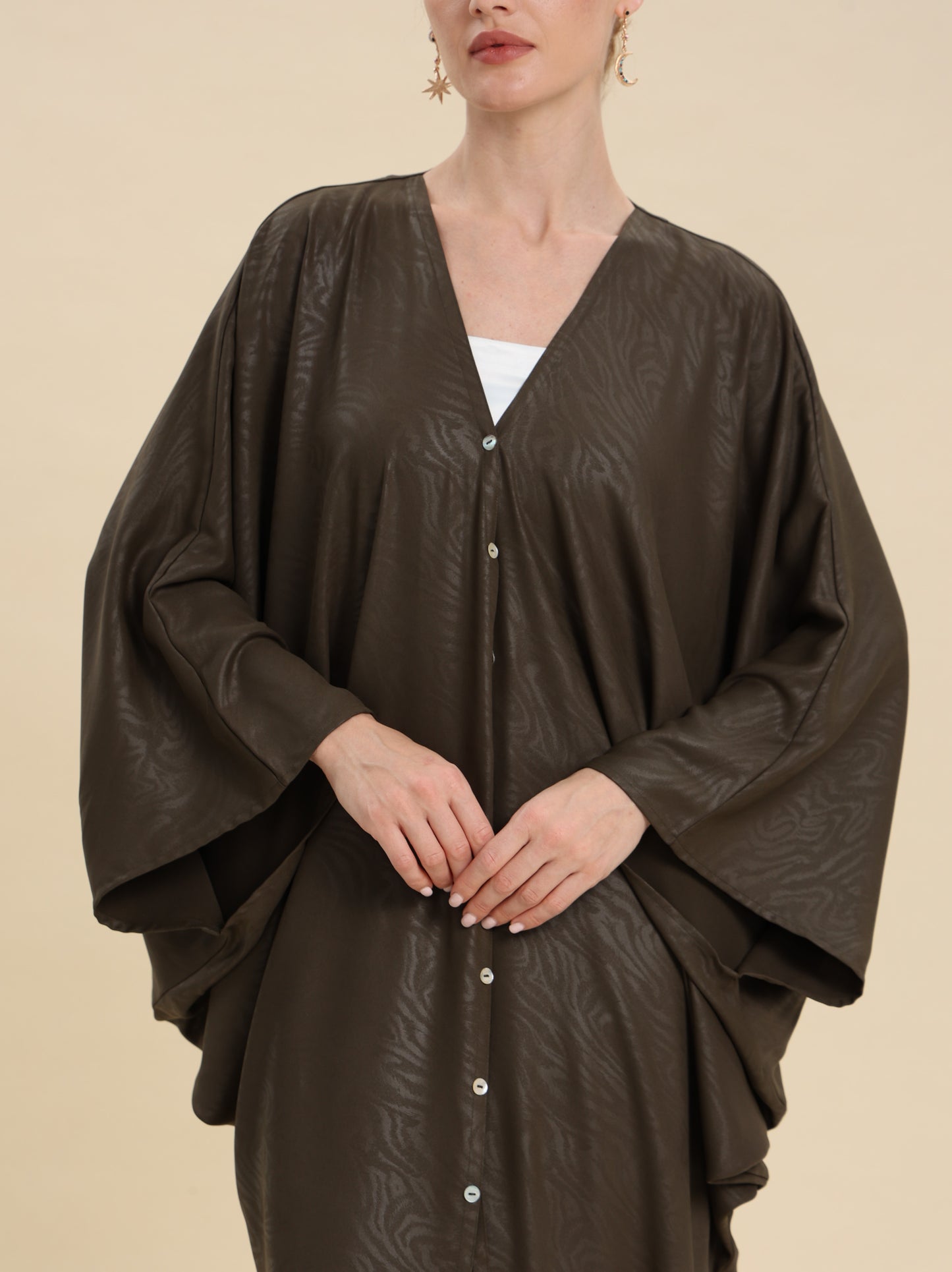 DARK OLIVE JAQUARD ABAYA