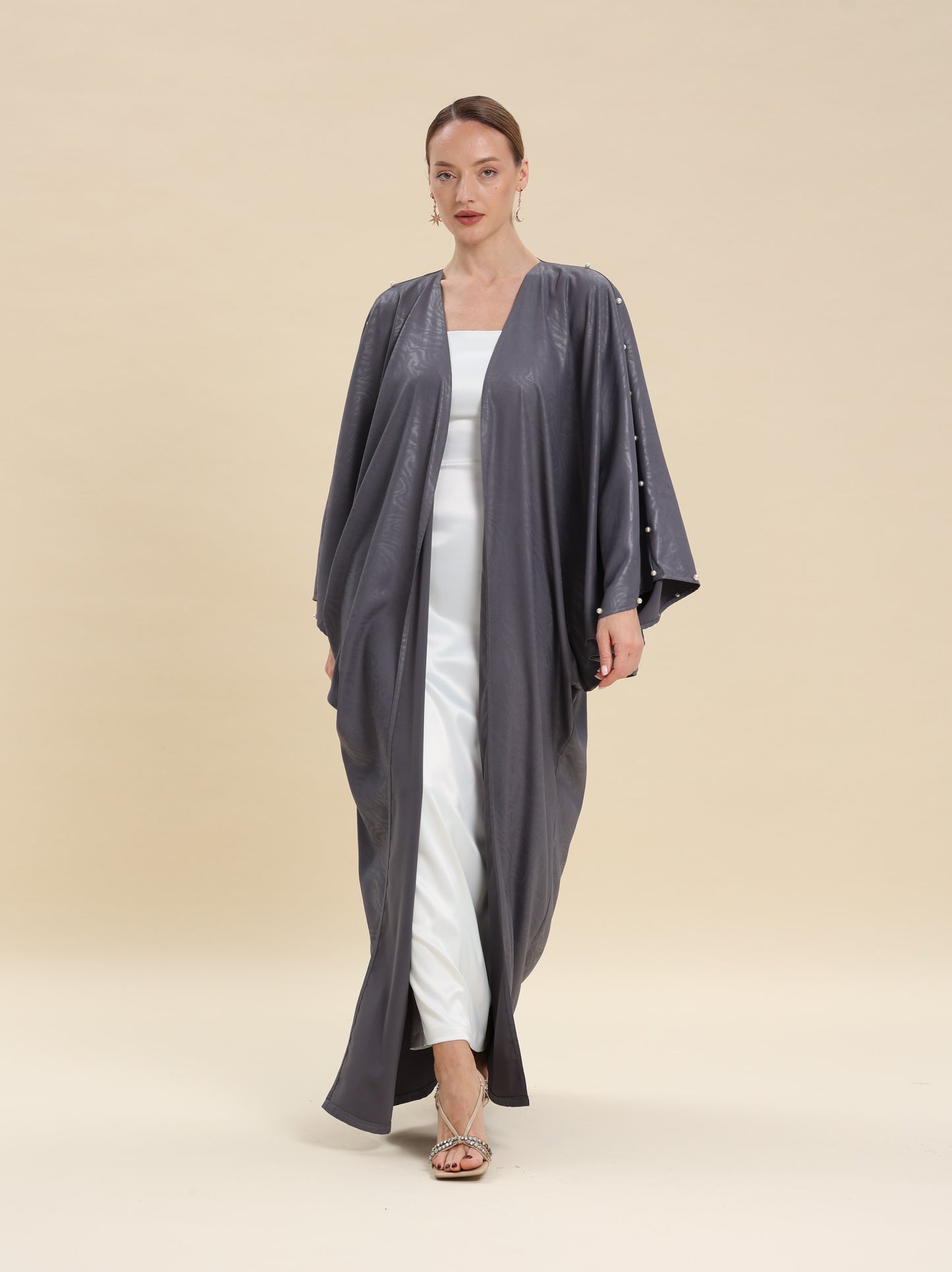 GRAY JAQUARD ABAYA