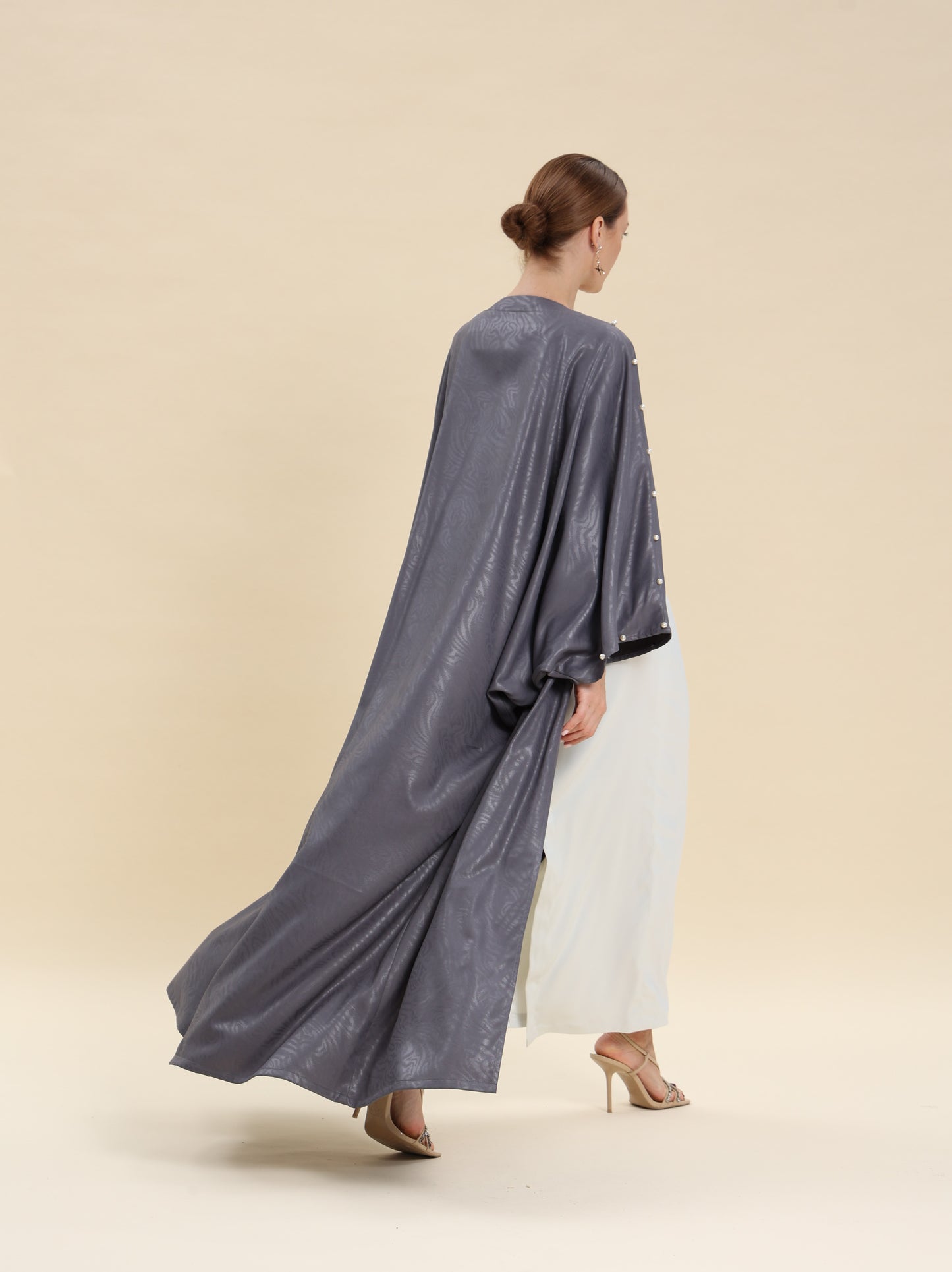 GRAY JAQUARD ABAYA