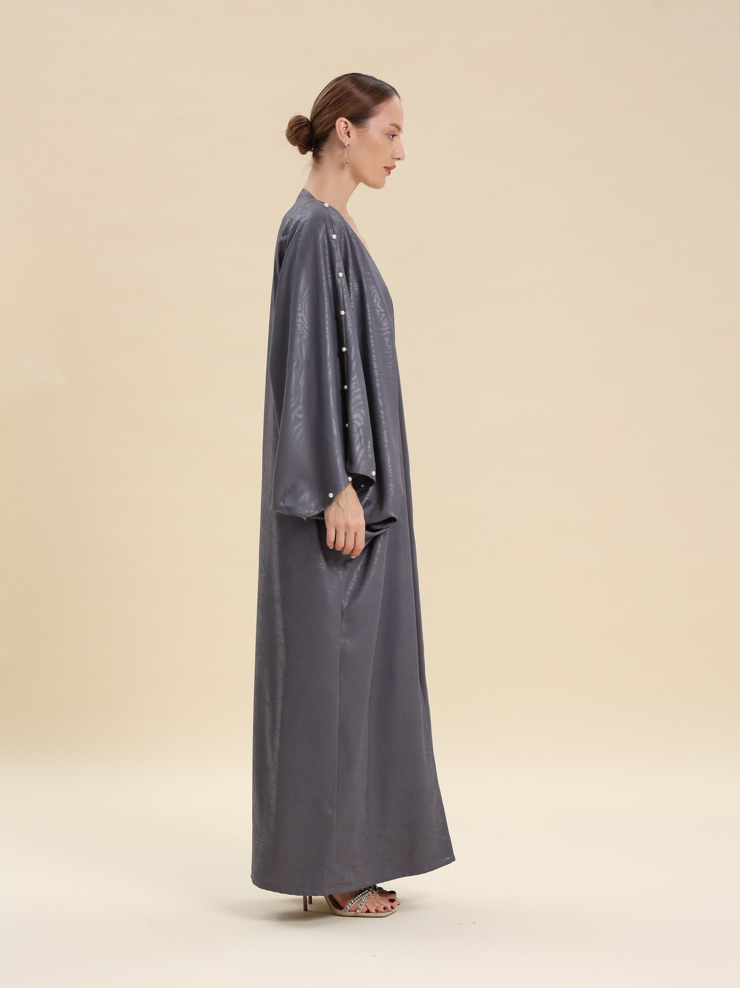 GRAY JAQUARD ABAYA