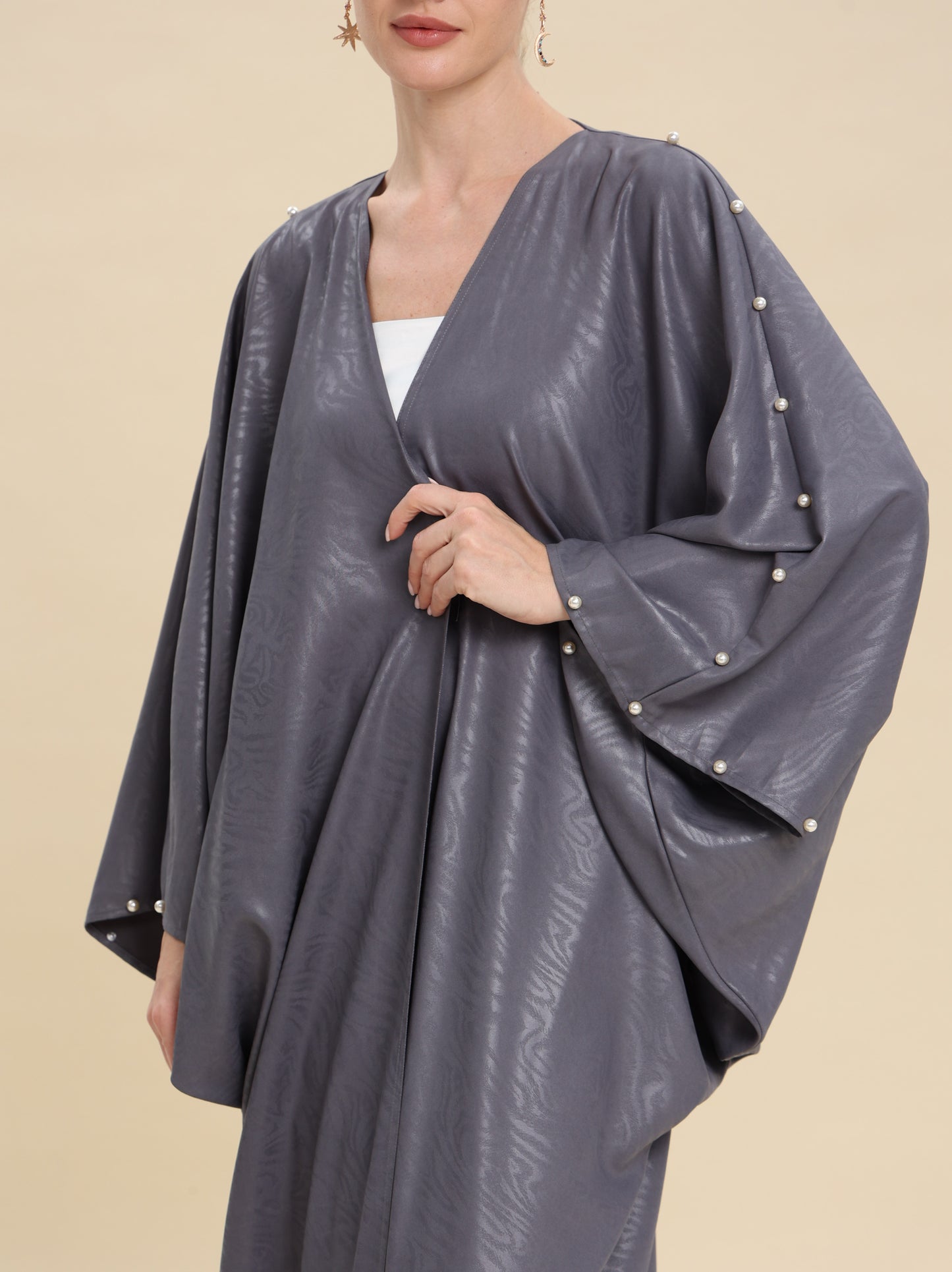 GRAY JAQUARD ABAYA