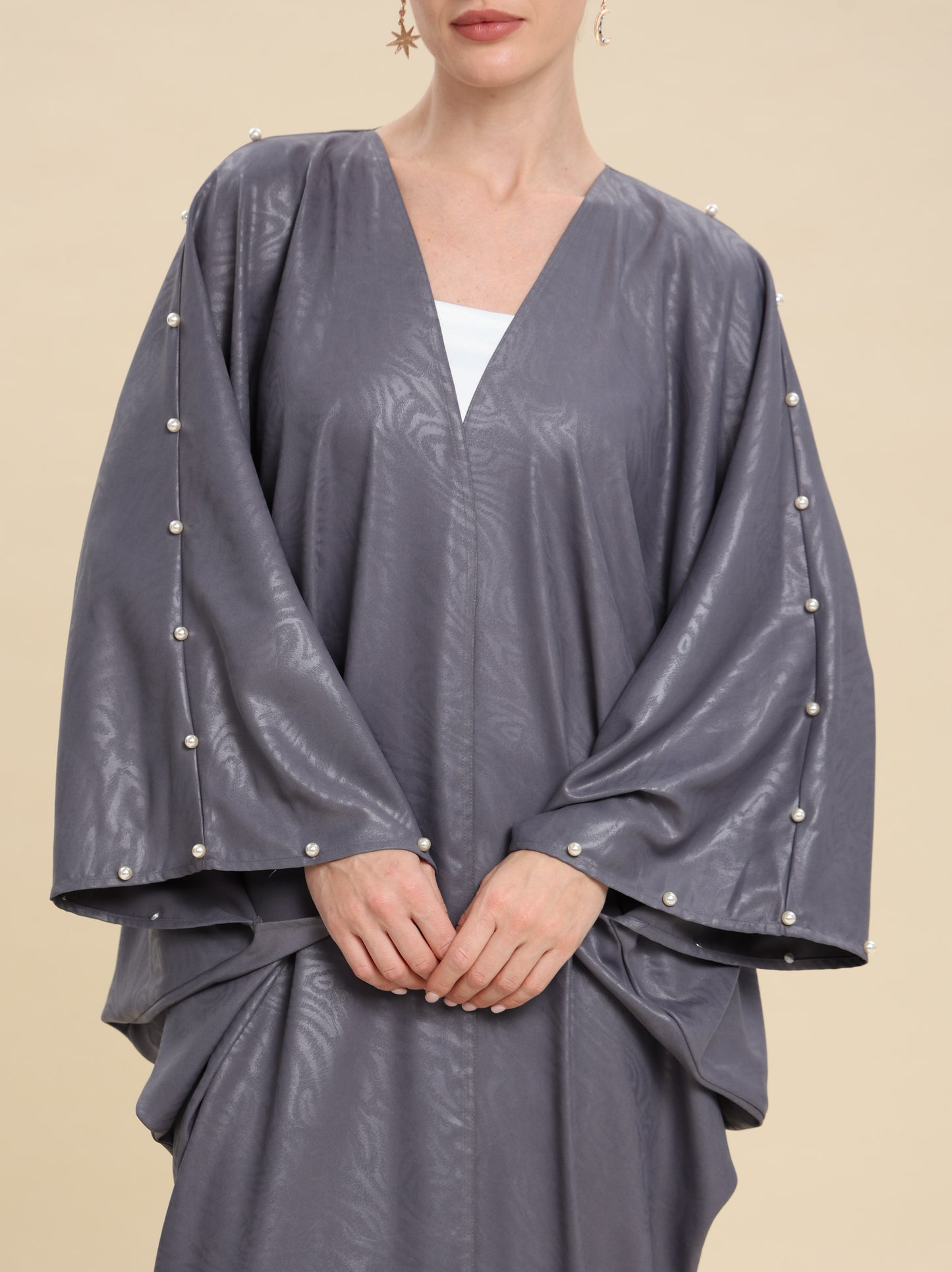 GRAY JAQUARD ABAYA