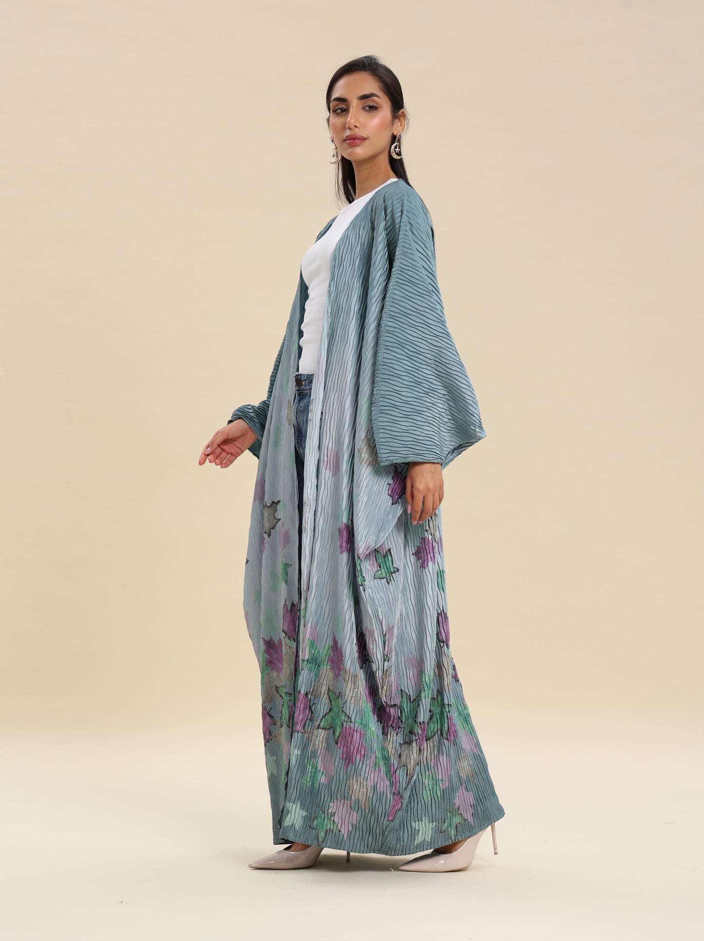 CREASE CREPE PRINTED BISHT