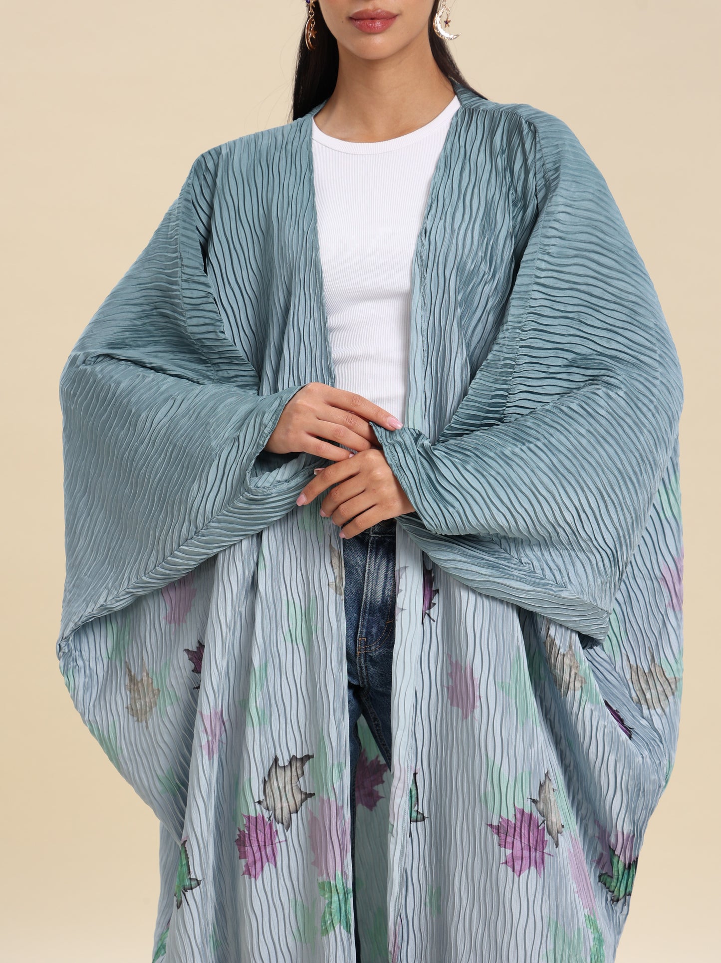 CREASE CREPE PRINTED BISHT