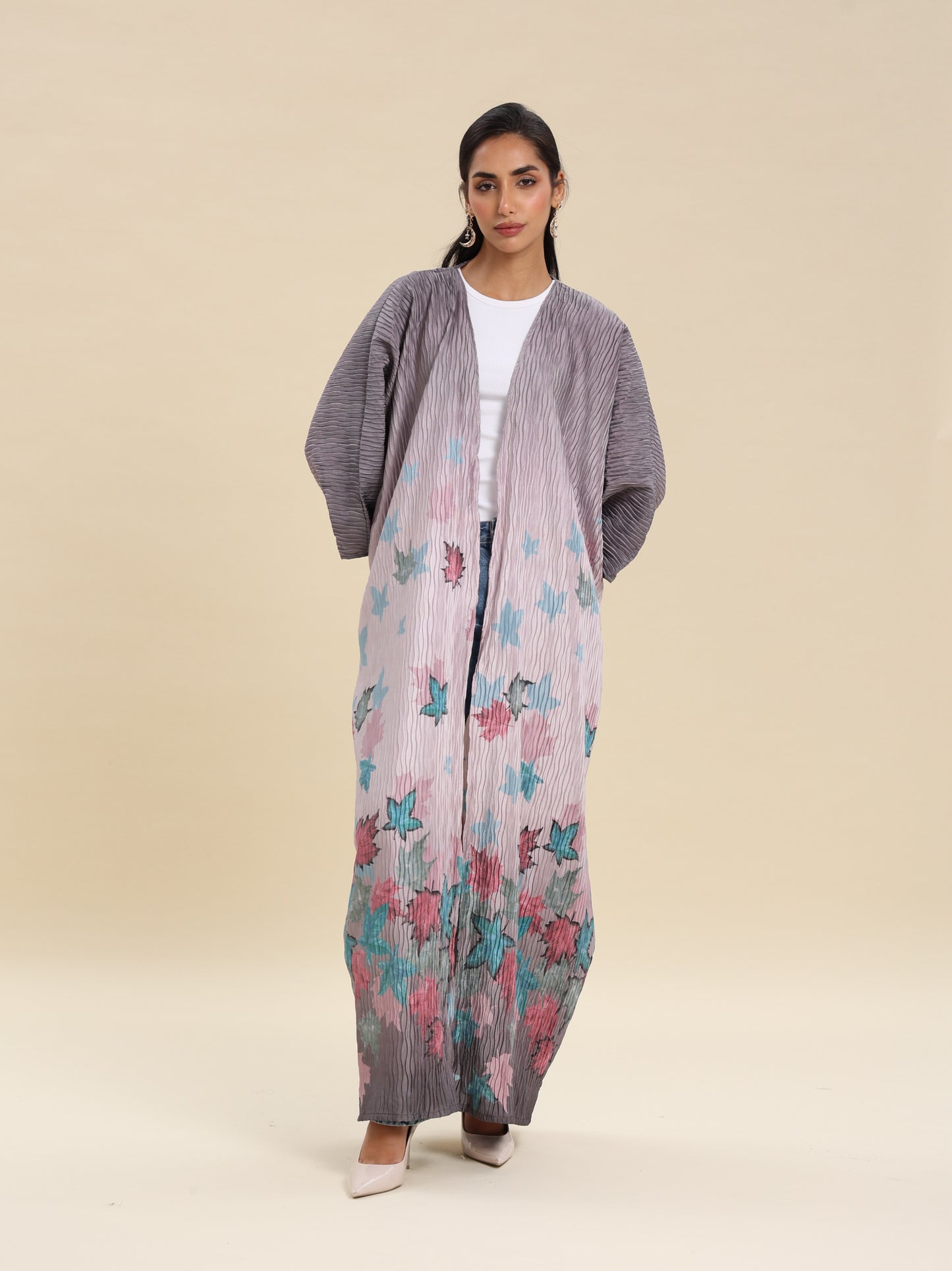 CREASE CREPE PRINTED BISHT