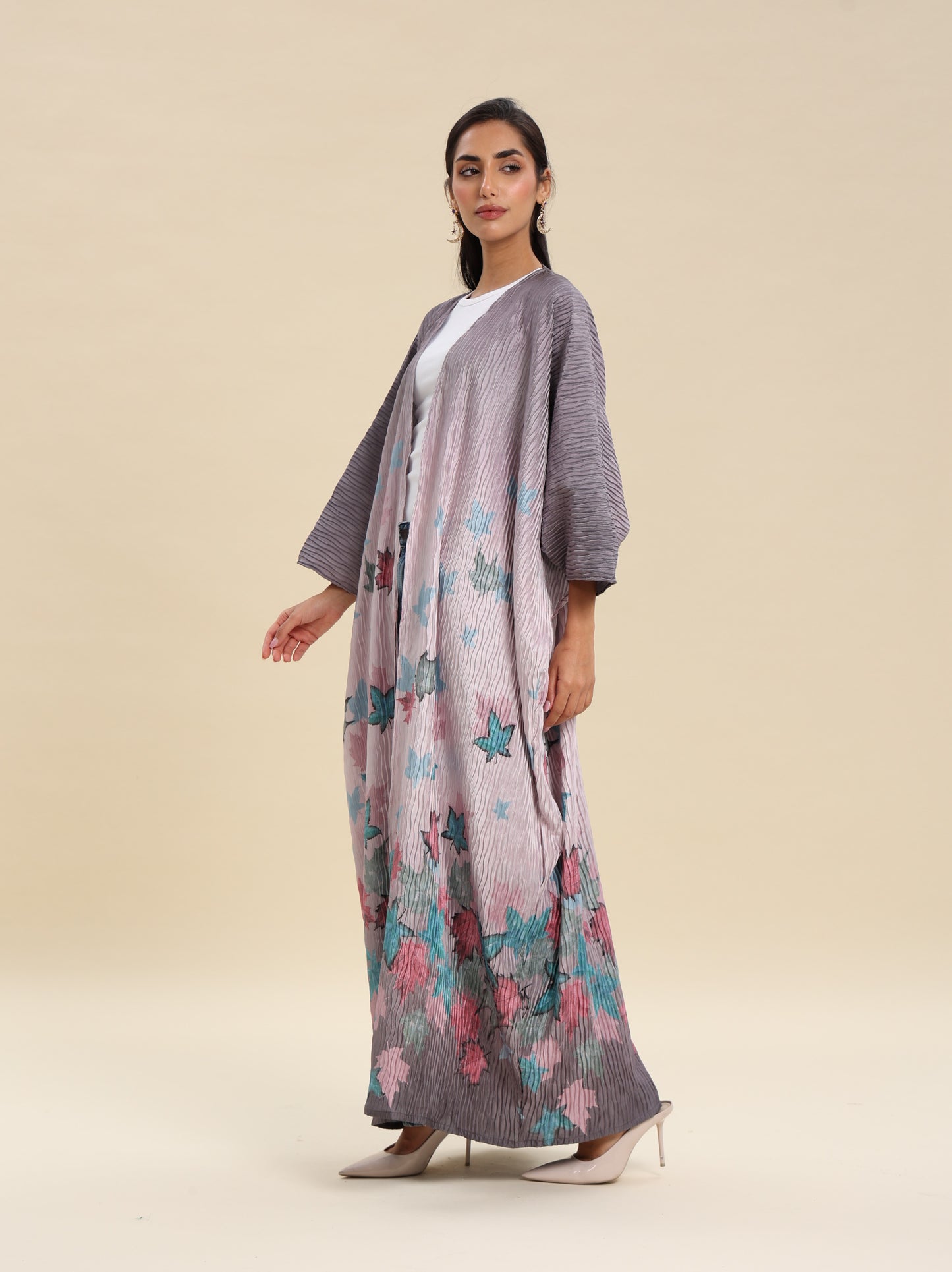 CREASE CREPE PRINTED BISHT