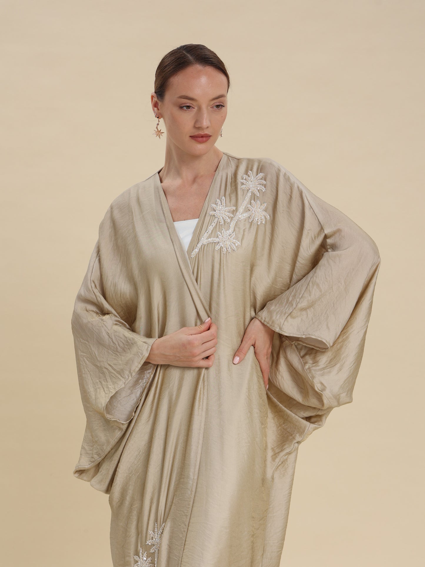 MIX COTTON BISHT GOLDEN BEIGE
