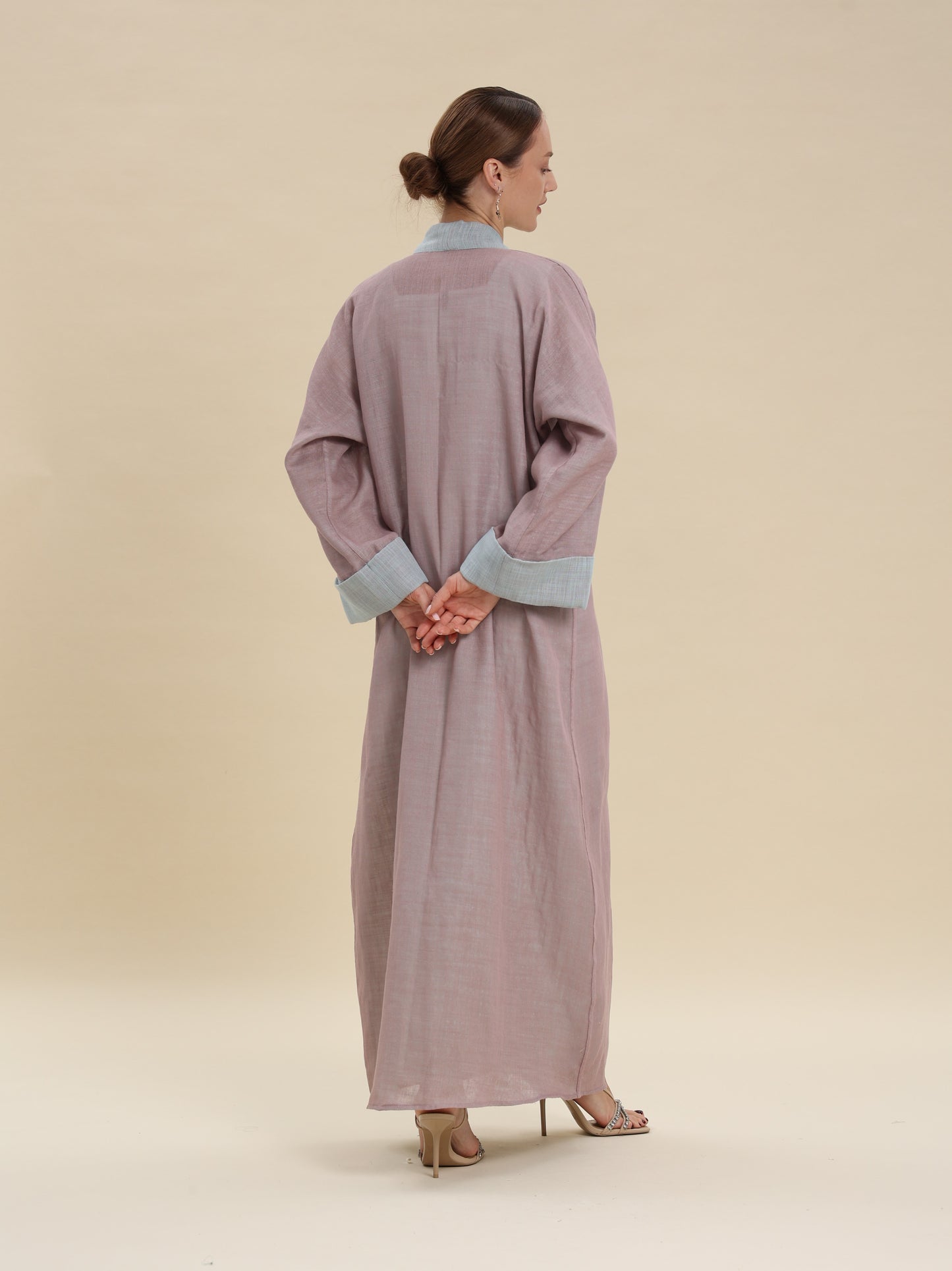 LINEN DUSTY ROSE BLUE REVERSE ABBAYA