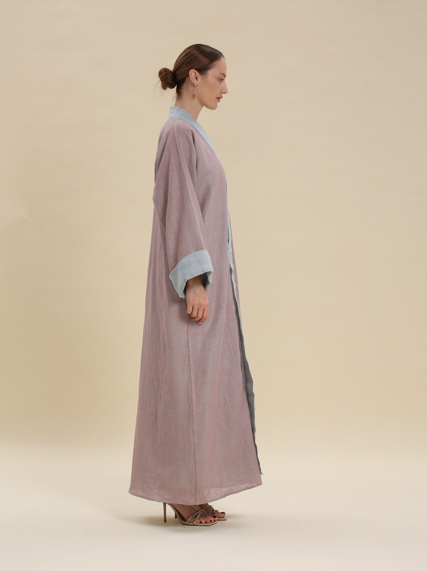 LINEN DUSTY ROSE BLUE REVERSE ABBAYA