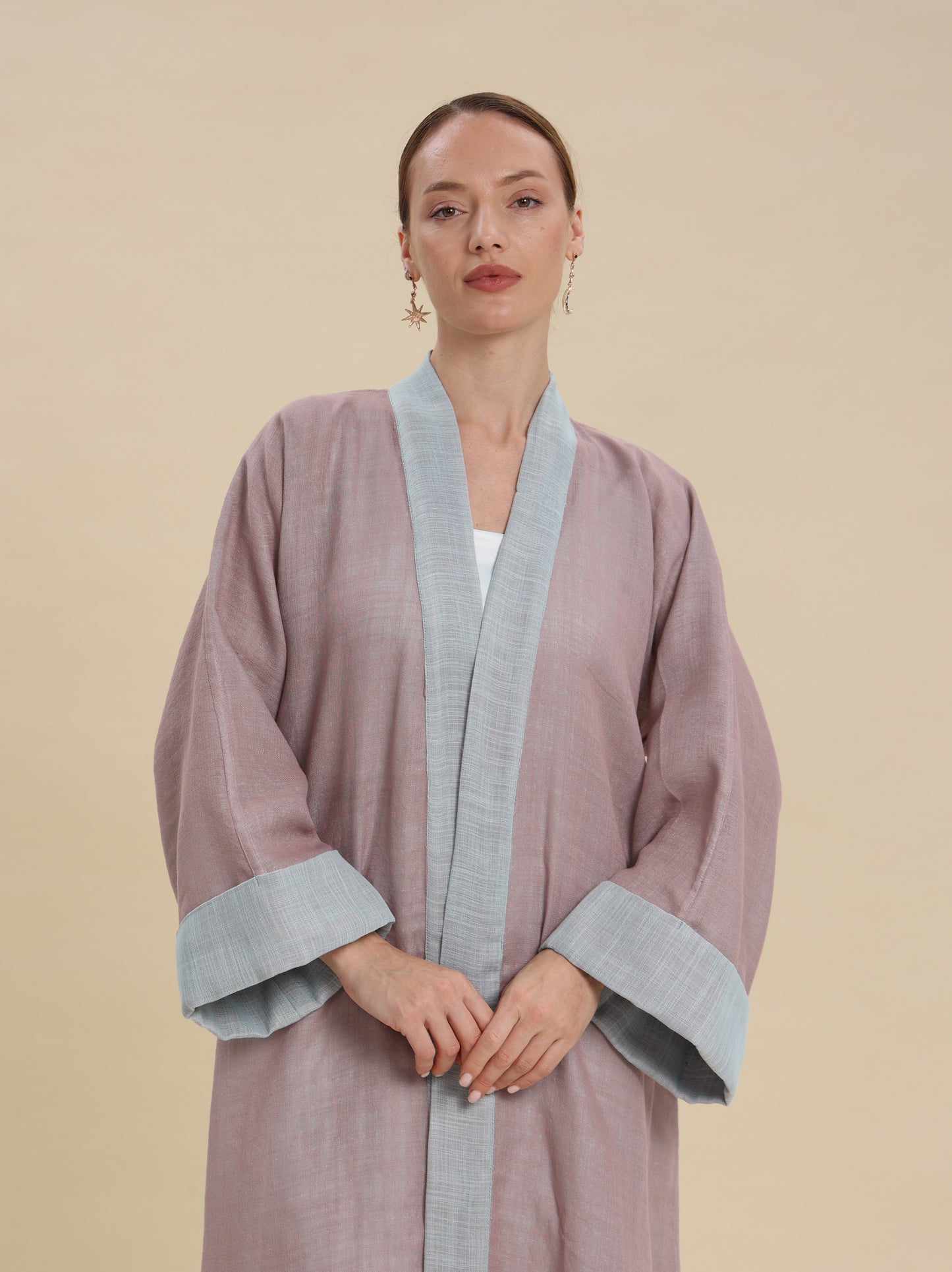 LINEN DUSTY ROSE BLUE REVERSE ABBAYA
