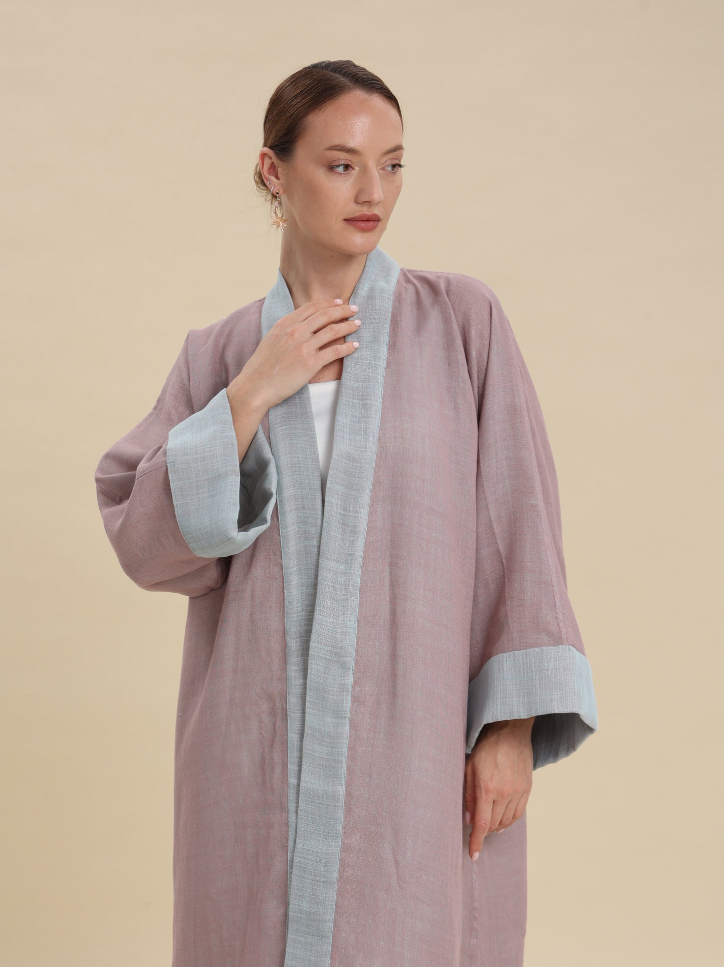 LINEN DUSTY ROSE BLUE REVERSE ABBAYA