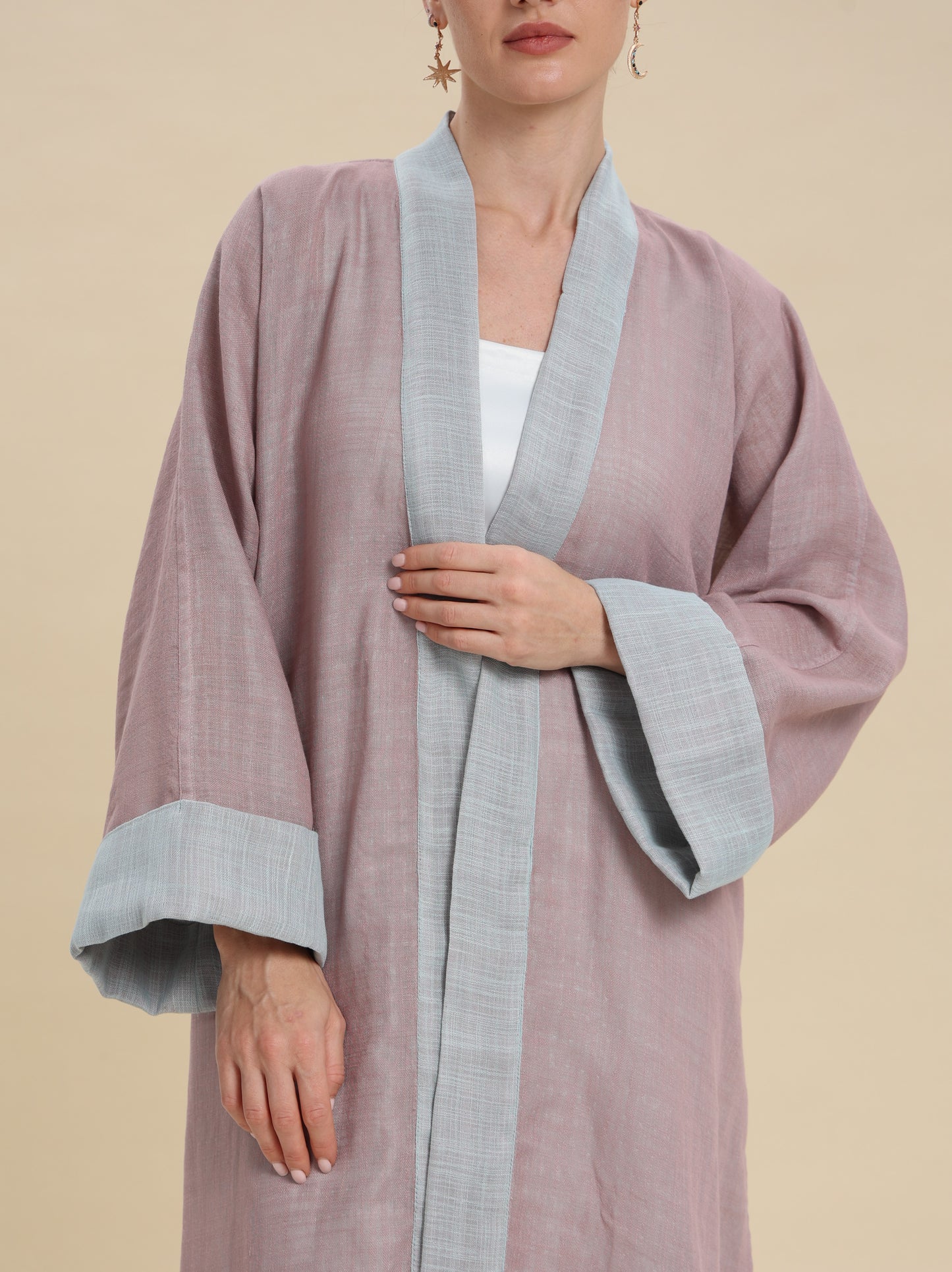 LINEN DUSTY ROSE BLUE REVERSE ABBAYA