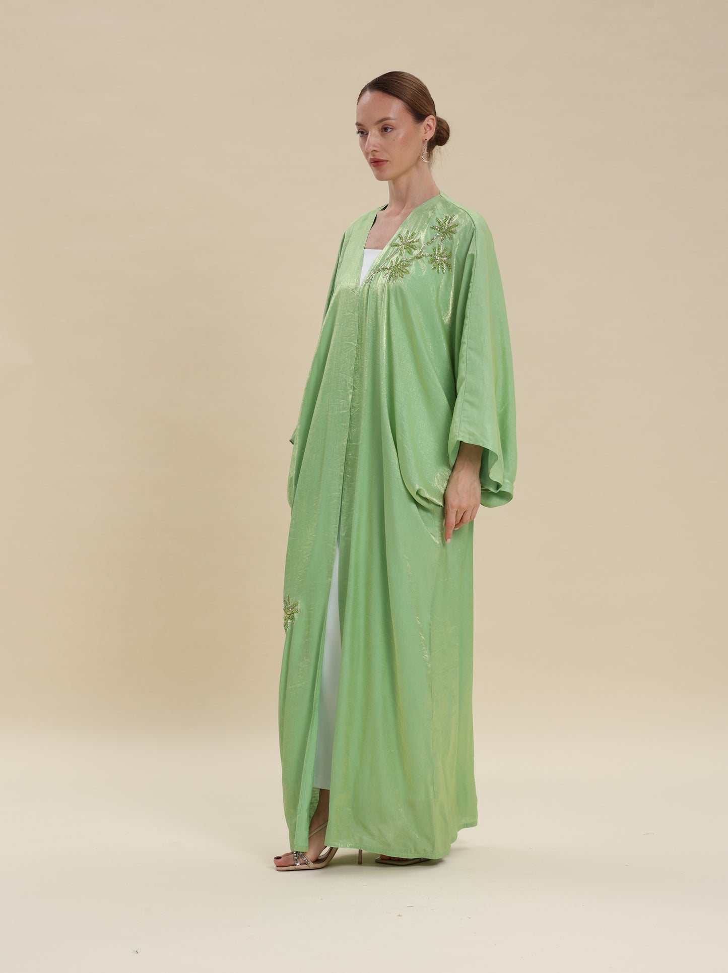 COTTON MIX SHINY PISTACHIO GREEN BISHT