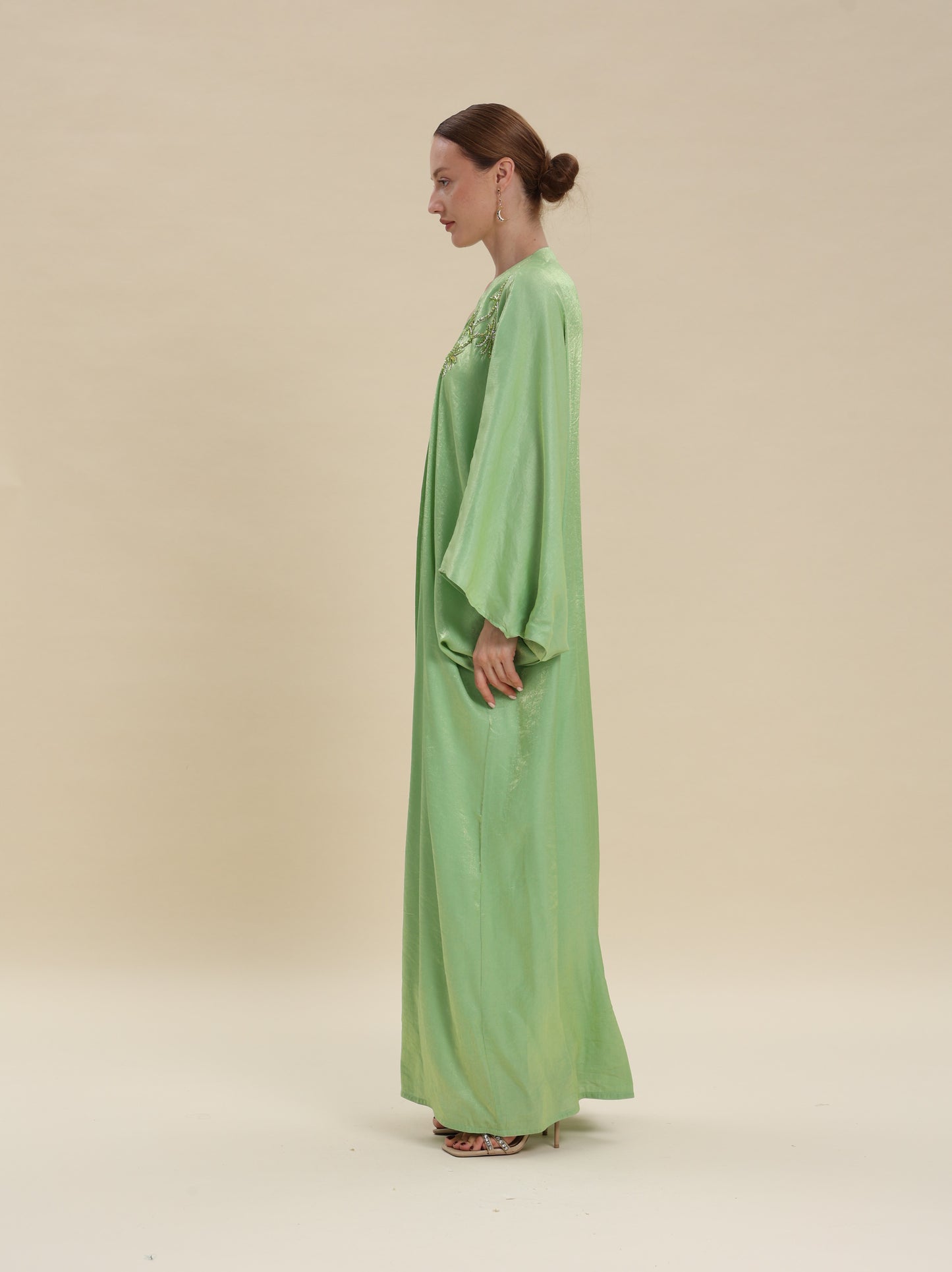 COTTON MIX SHINY PISTACHIO GREEN BISHT