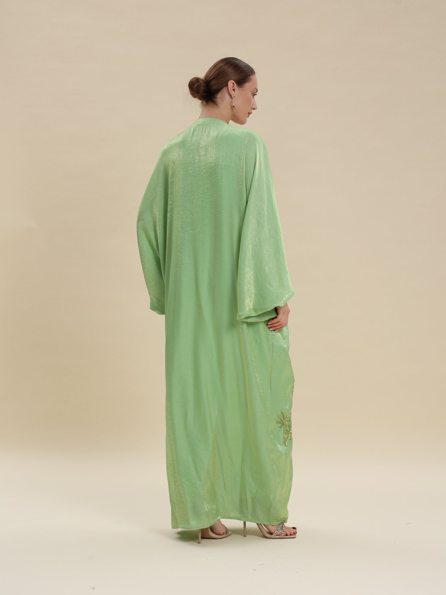 COTTON MIX SHINY PISTACHIO GREEN BISHT