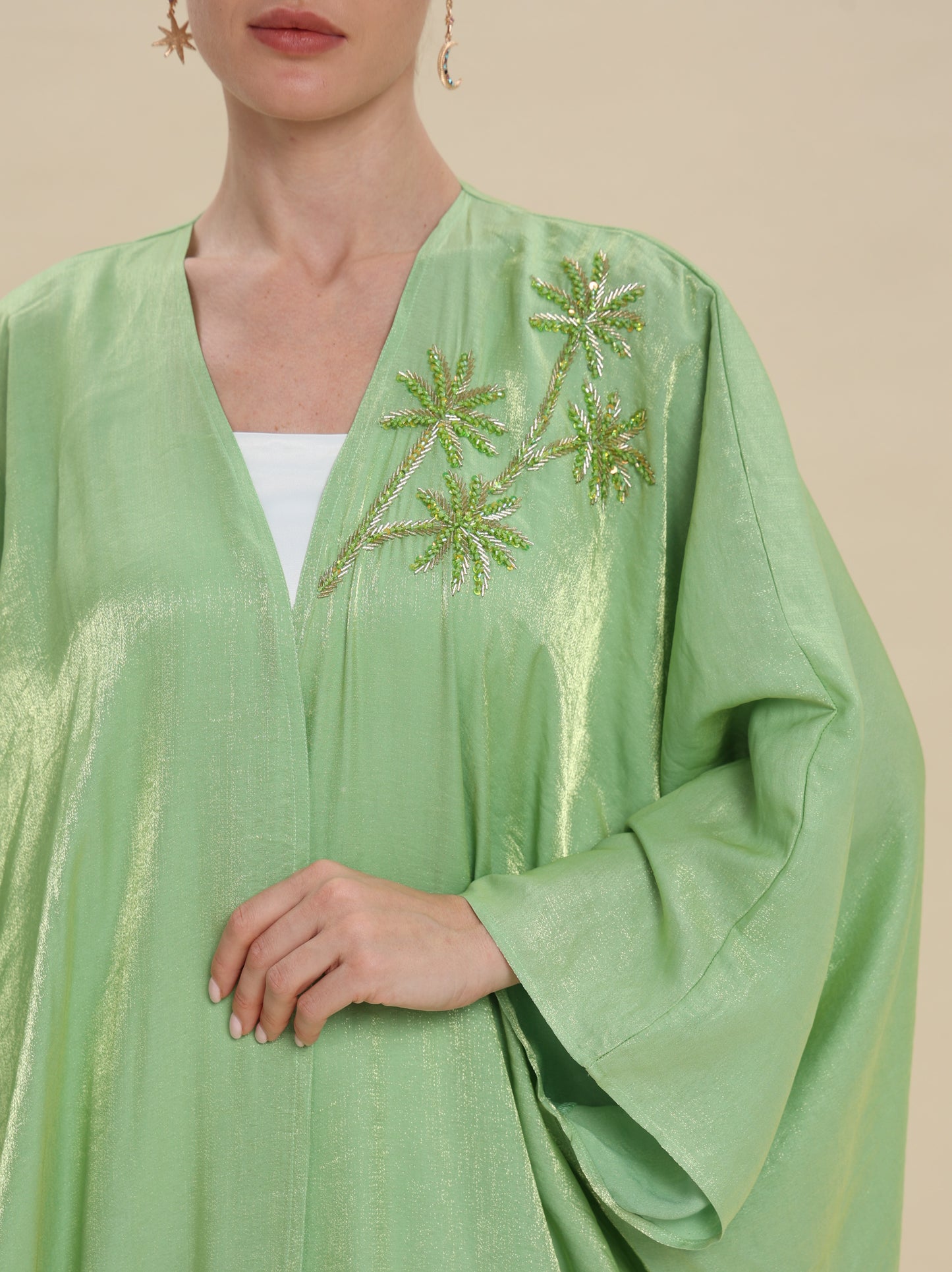 COTTON MIX SHINY PISTACHIO GREEN BISHT