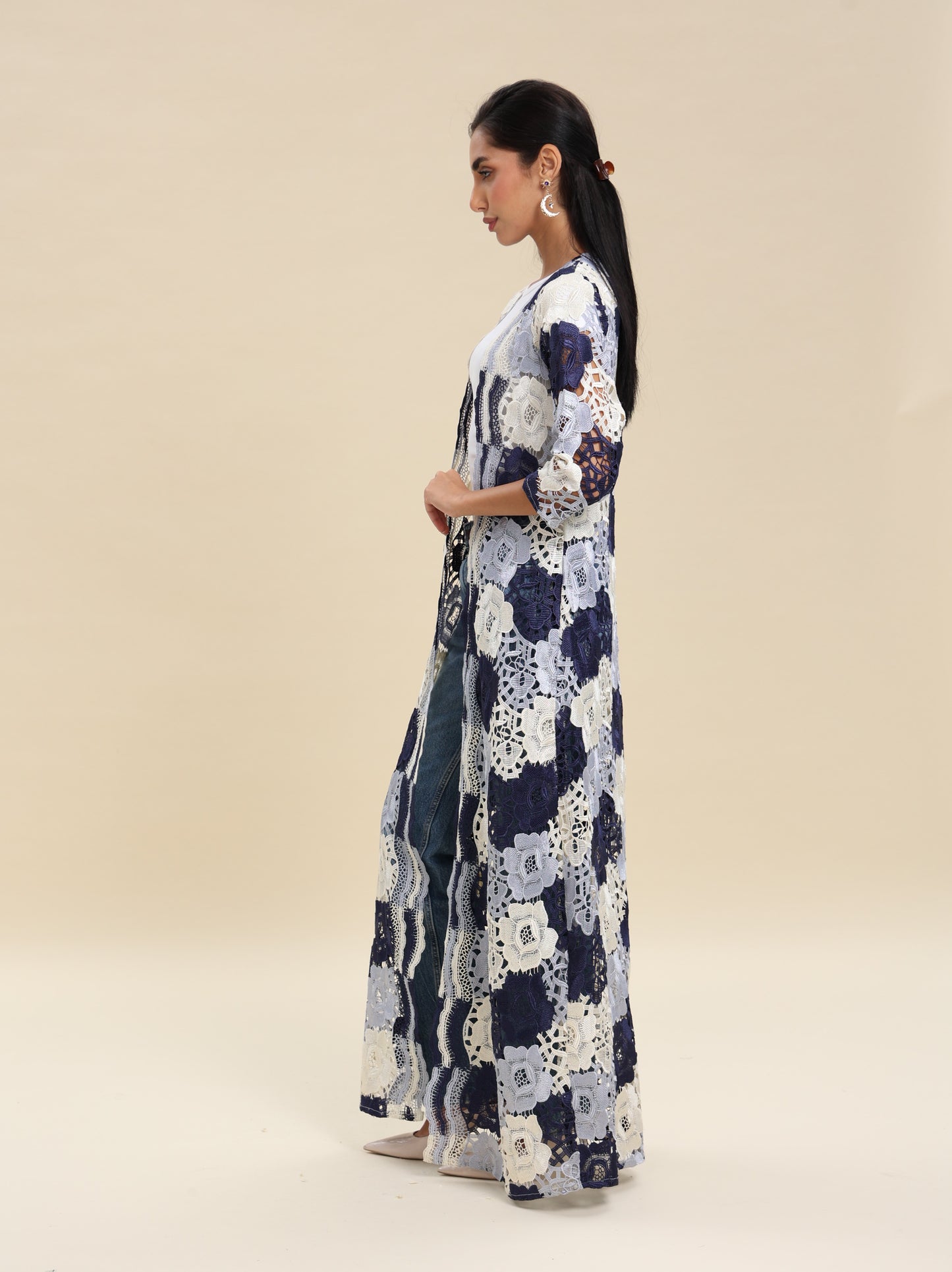 GEPPEER LACE MAXI CARDIGAN