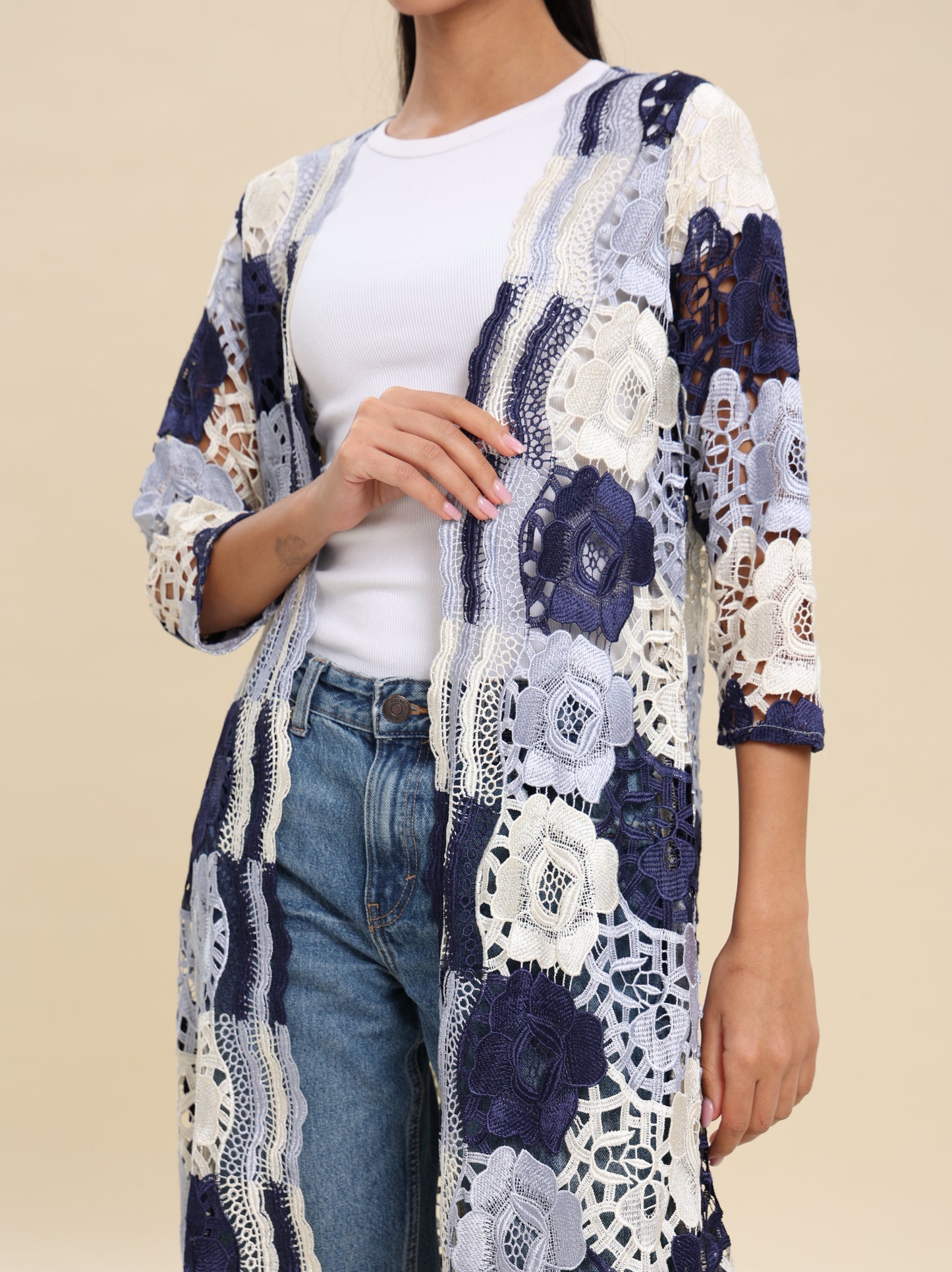 GEPPEER LACE MAXI CARDIGAN