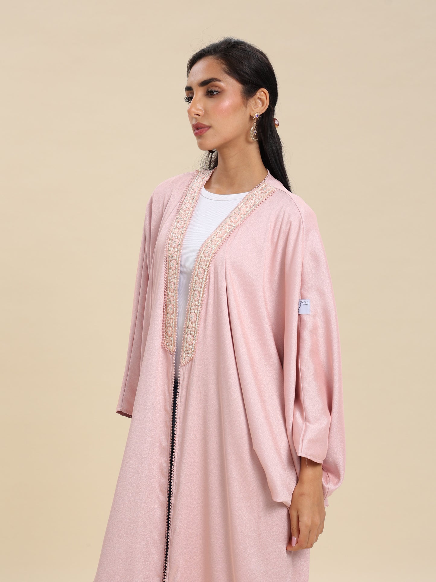 CREPE PINK BISHT REVERSE BLUE