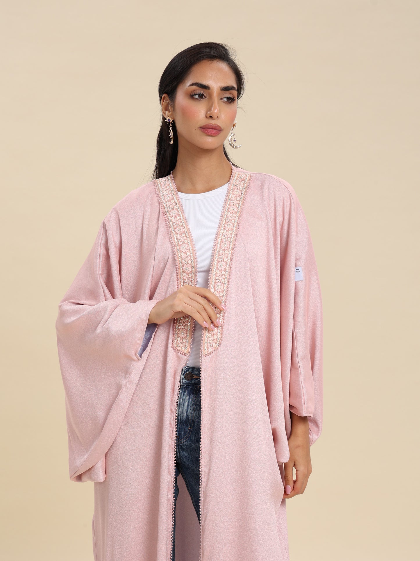 CREPE PINK BISHT REVERSE BLUE