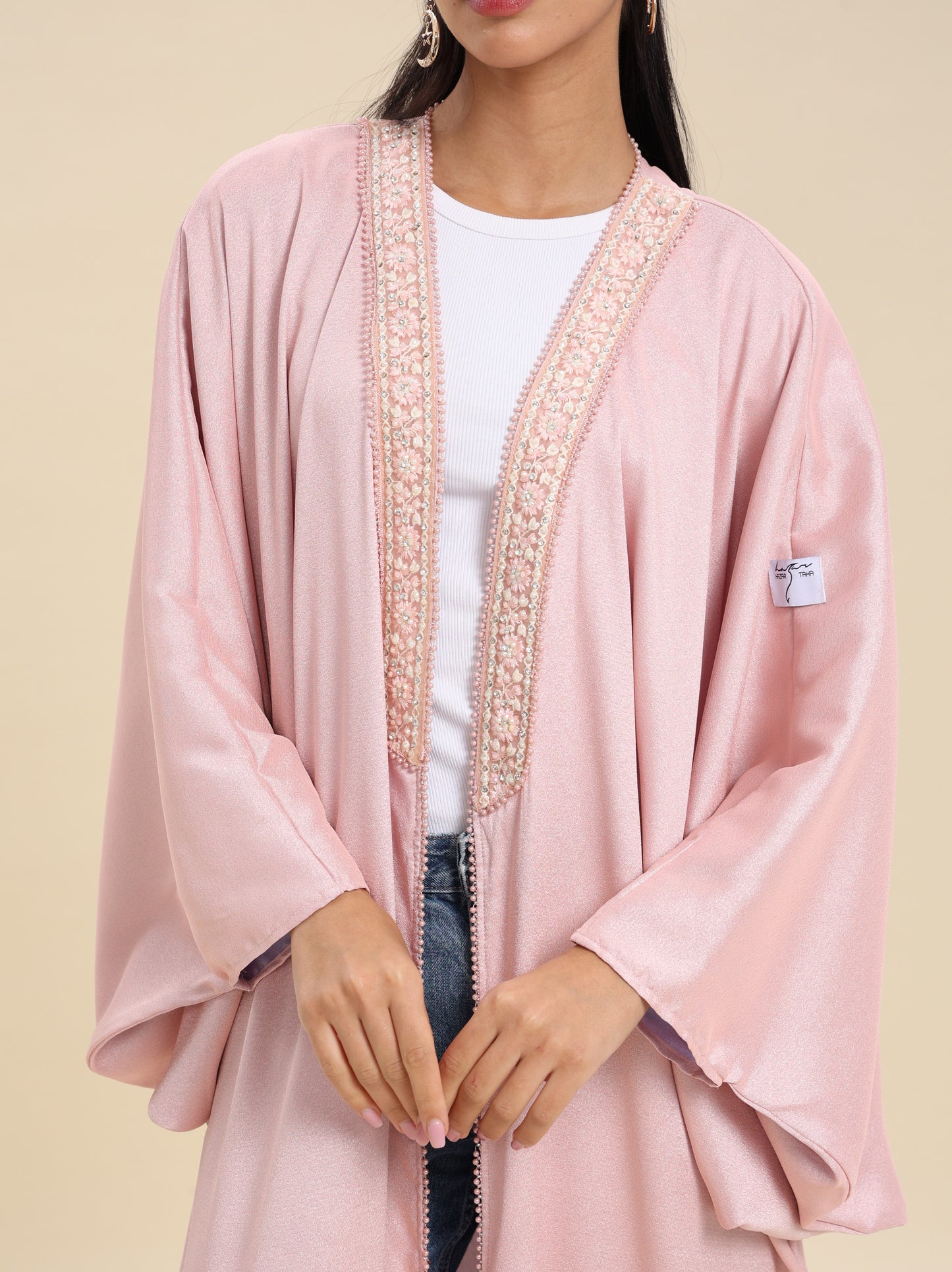 CREPE PINK BISHT REVERSE BLUE