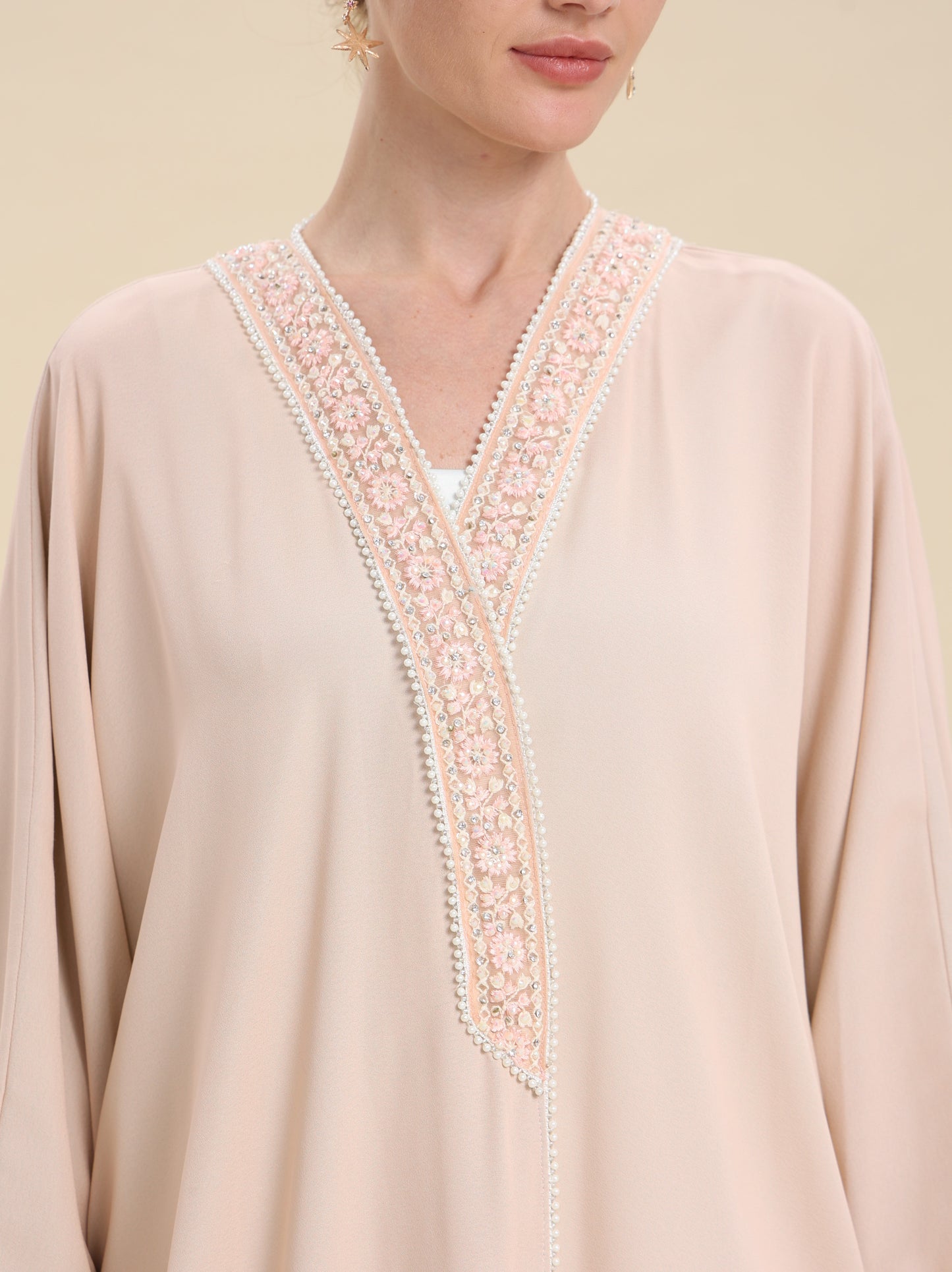 CREPE BISHT DUSTY PINK
