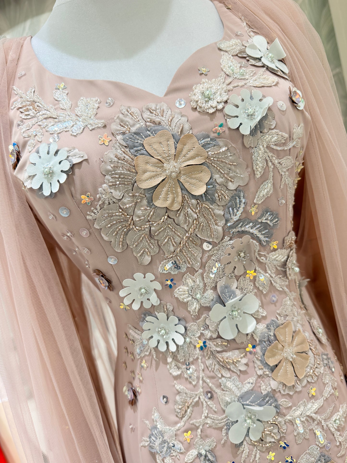 Soft crepe beige dress