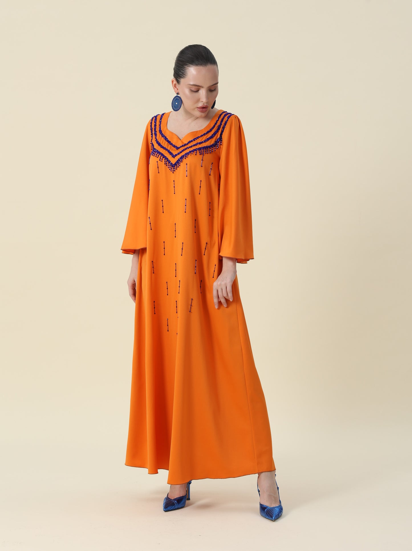 Orange with Electric Blue Flare Jallabeya