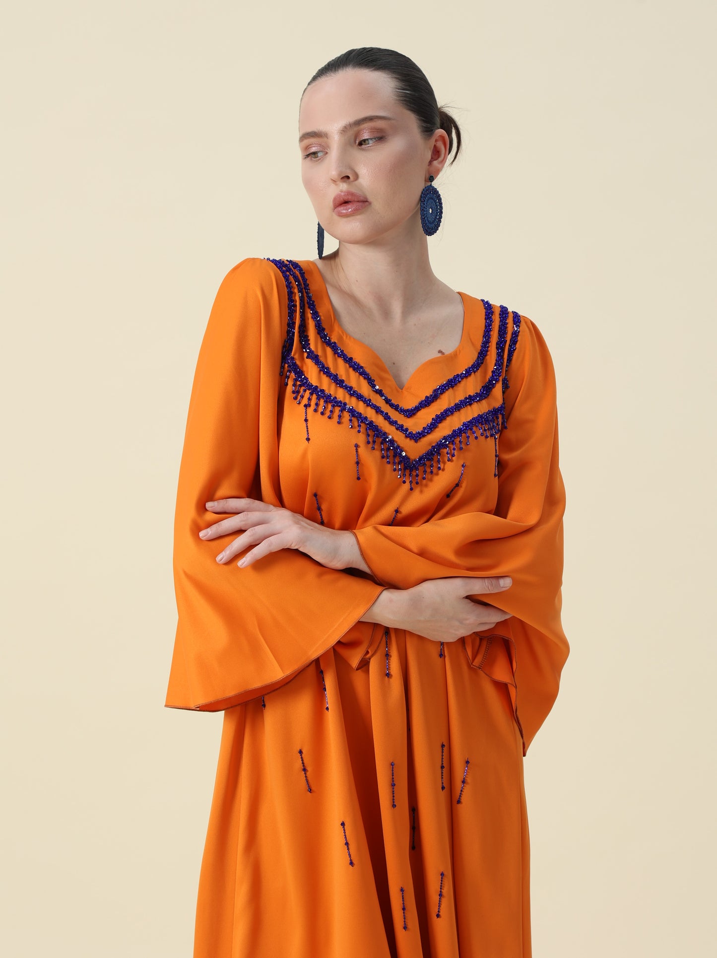 Orange with Electric Blue Flare Jallabeya