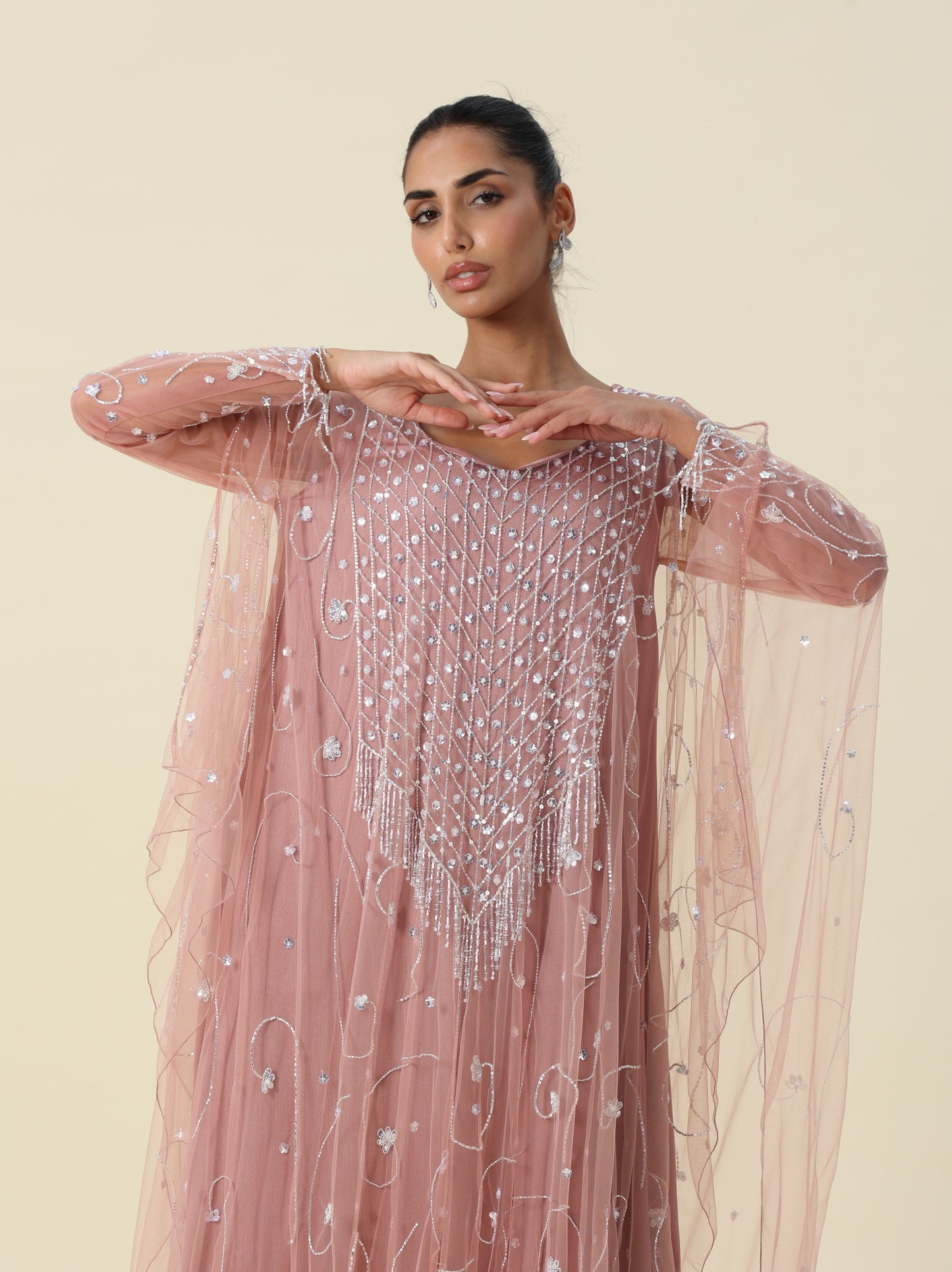 Body Rose Tulle Tow Layer Arabic Thob