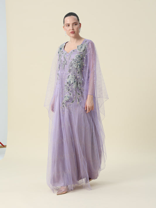 Purple Mesh Tulle Arabic Thob