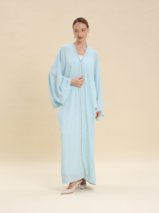 SKY BLUE CRESES CREPE BISHT