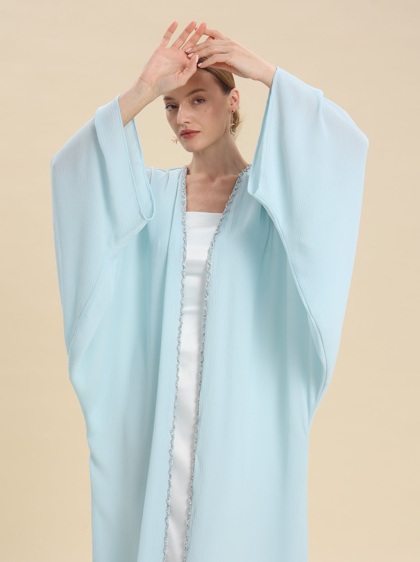 SKY BLUE CRESES CREPE BISHT