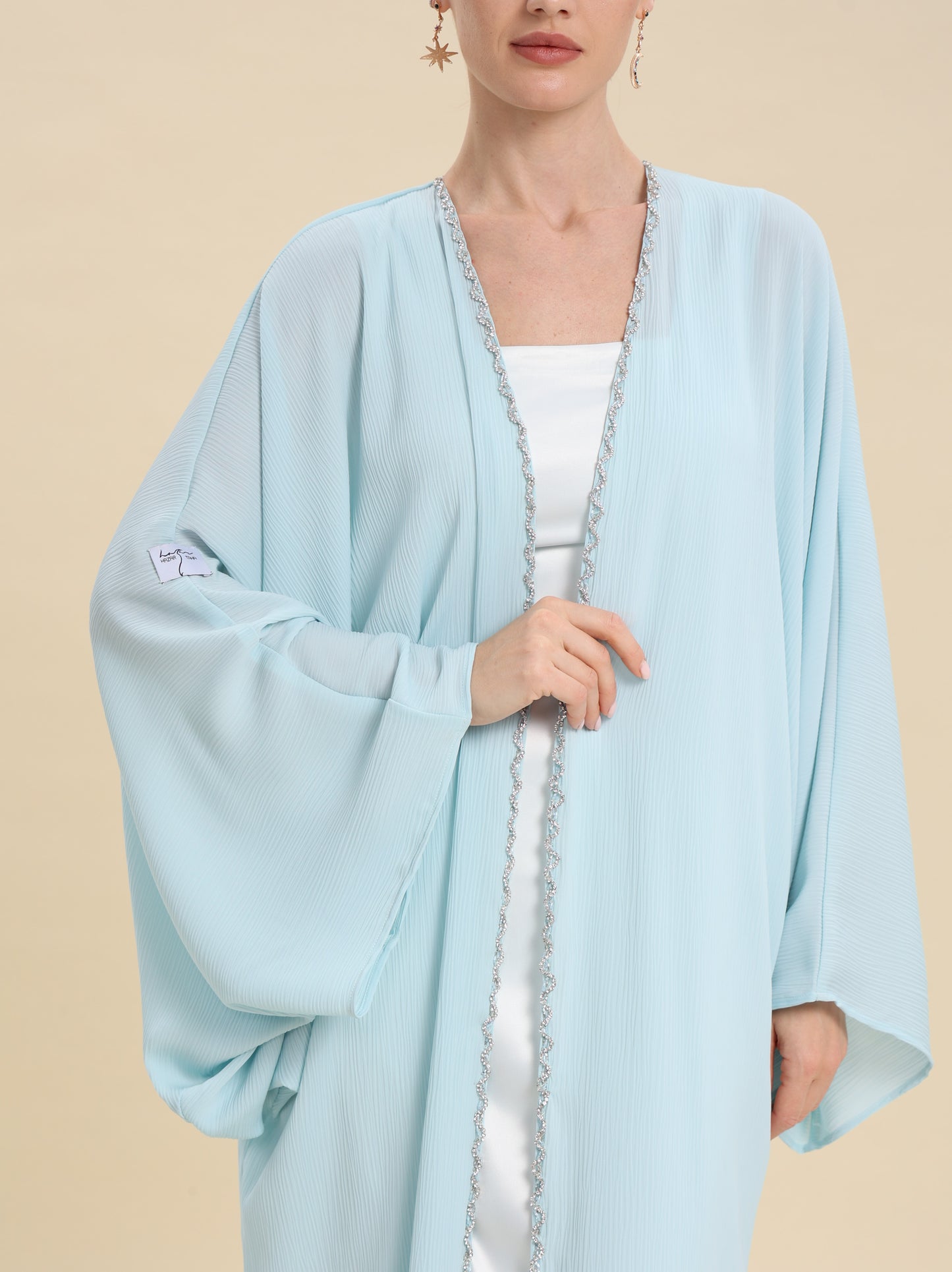 SKY BLUE CRESES CREPE BISHT