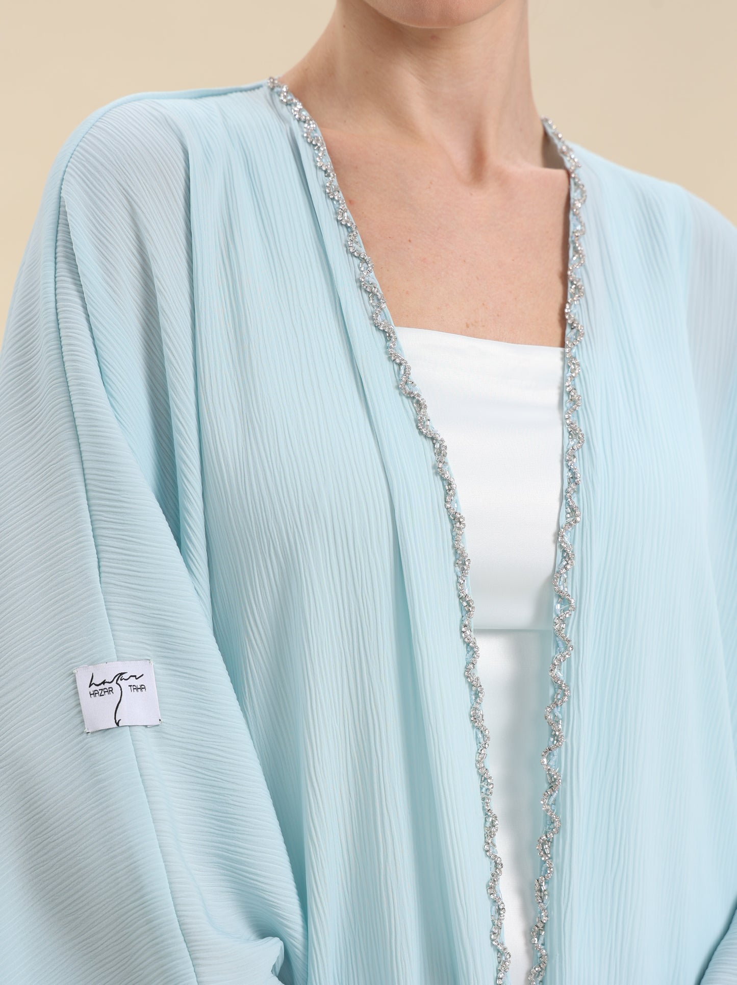 SKY BLUE CRESES CREPE BISHT