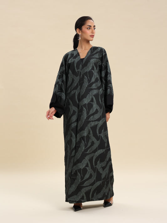 BROCKET BALCK GREEN ABAYA