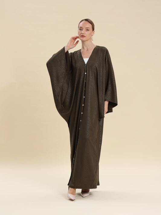 DARK OLIVE JAQUARD ABAYA