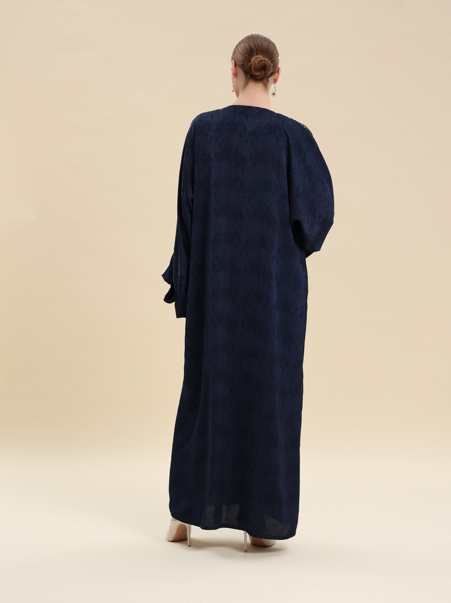 NAVY BLUE JAQUARD ABAYA