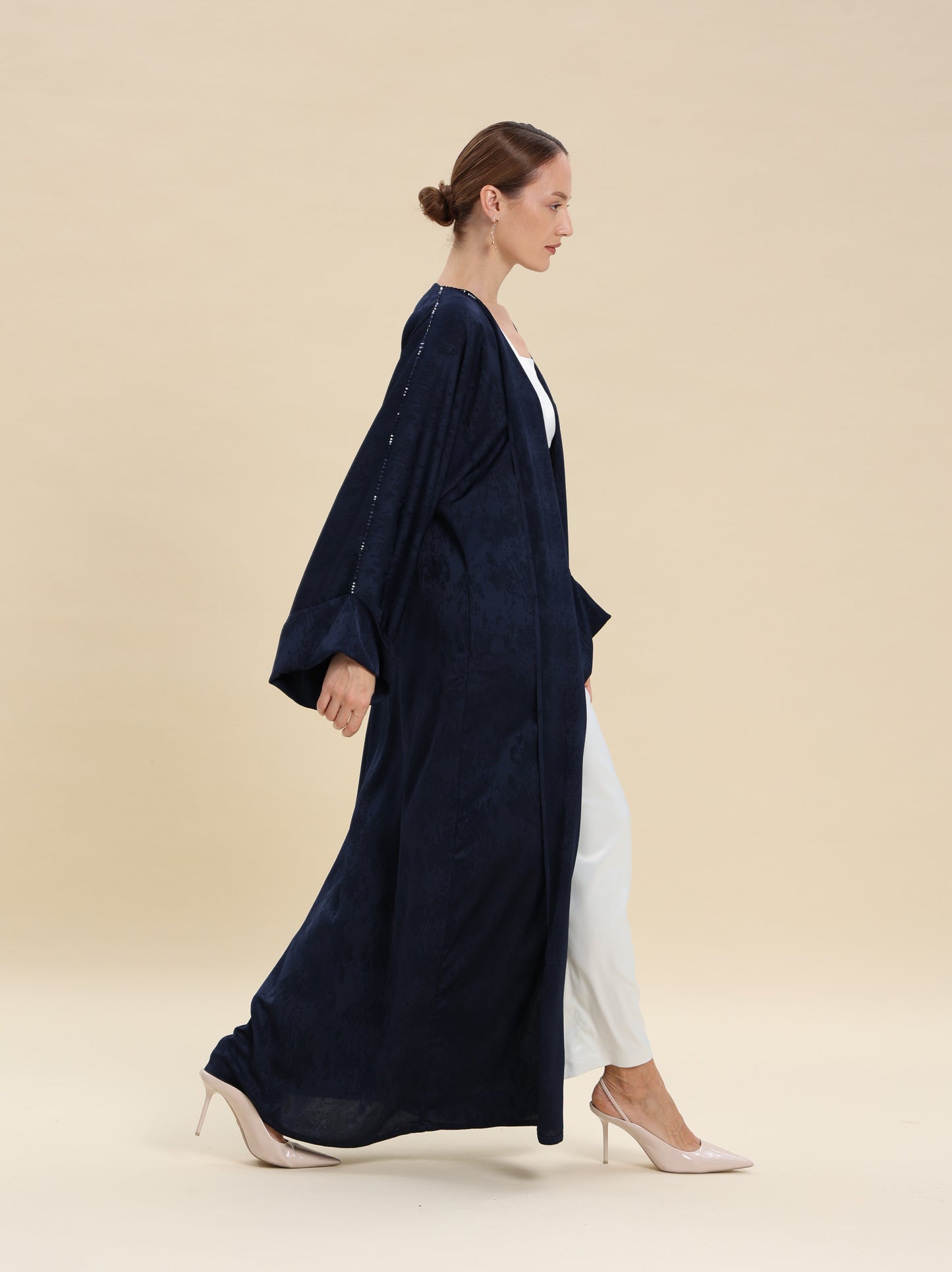 NAVY BLUE JAQUARD ABAYA