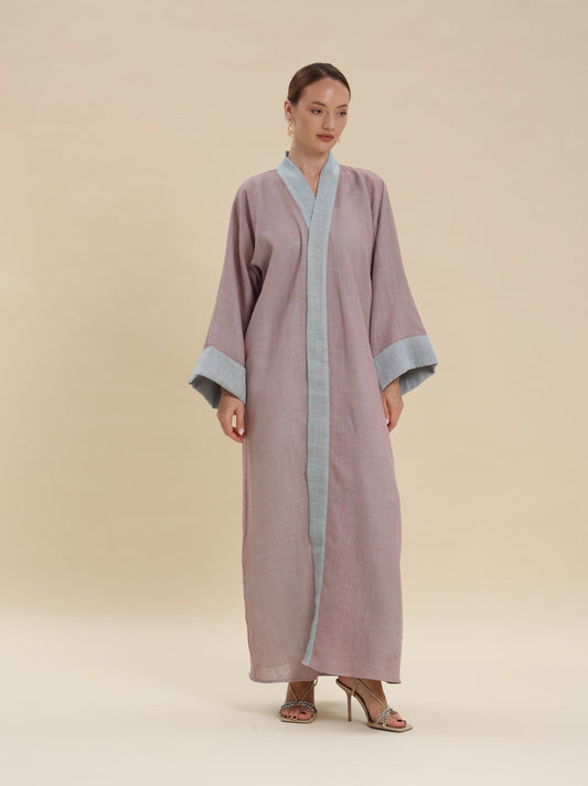 LINEN DUSTY ROSE BLUE REVERSE ABBAYA