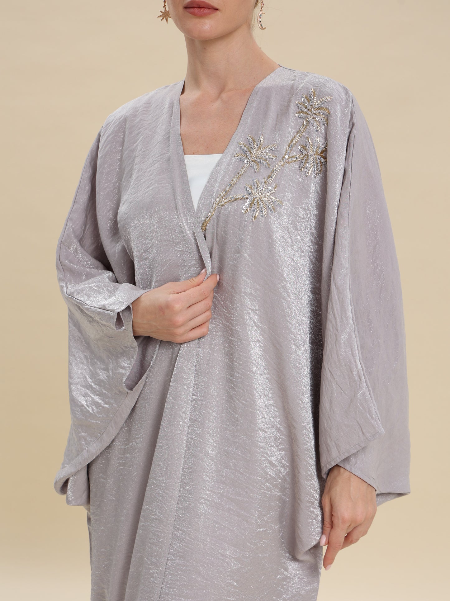 MIX COTTON SHINY GREY BISHT